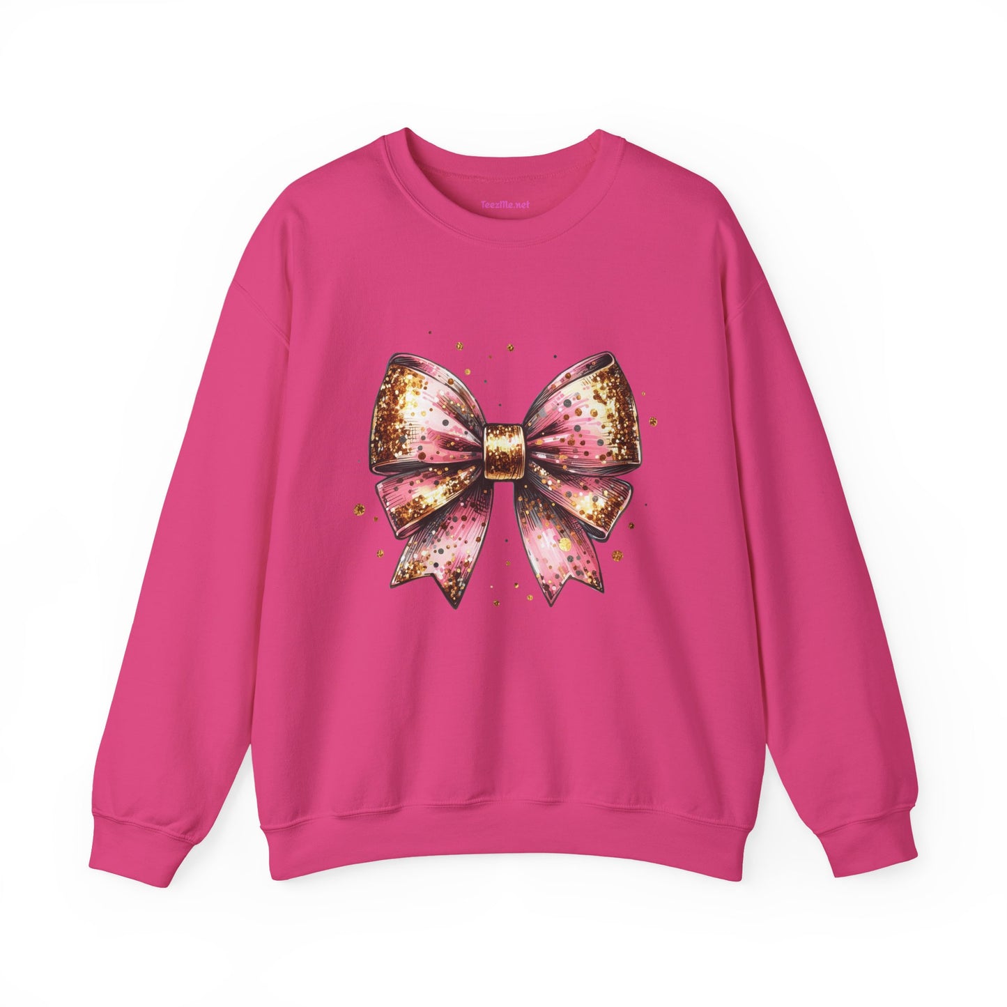 Pink and Gold Bow Unisex Heavy Blend™ Crewneck Sweatshirt Graphic