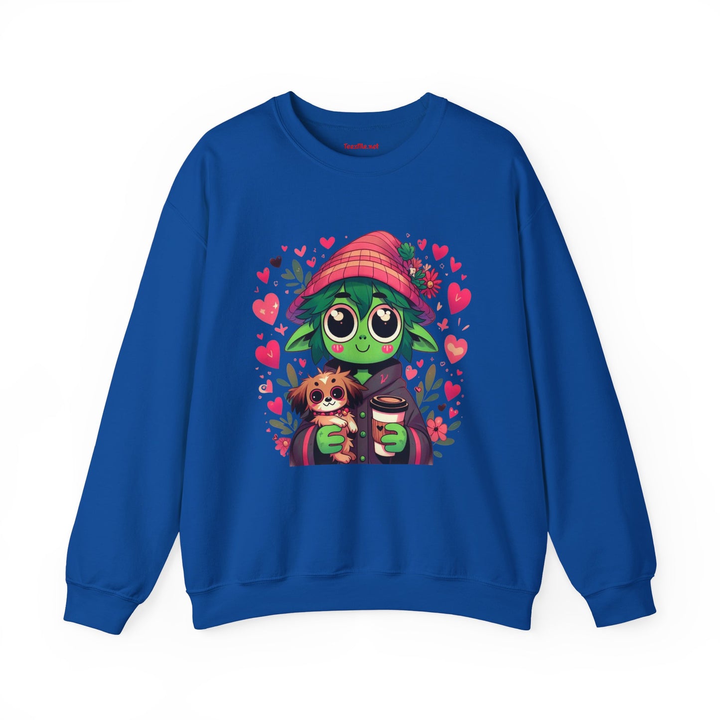 Cute Alien with Hearts Unisex Heavy Blend™ Crewneck Sweatshirt