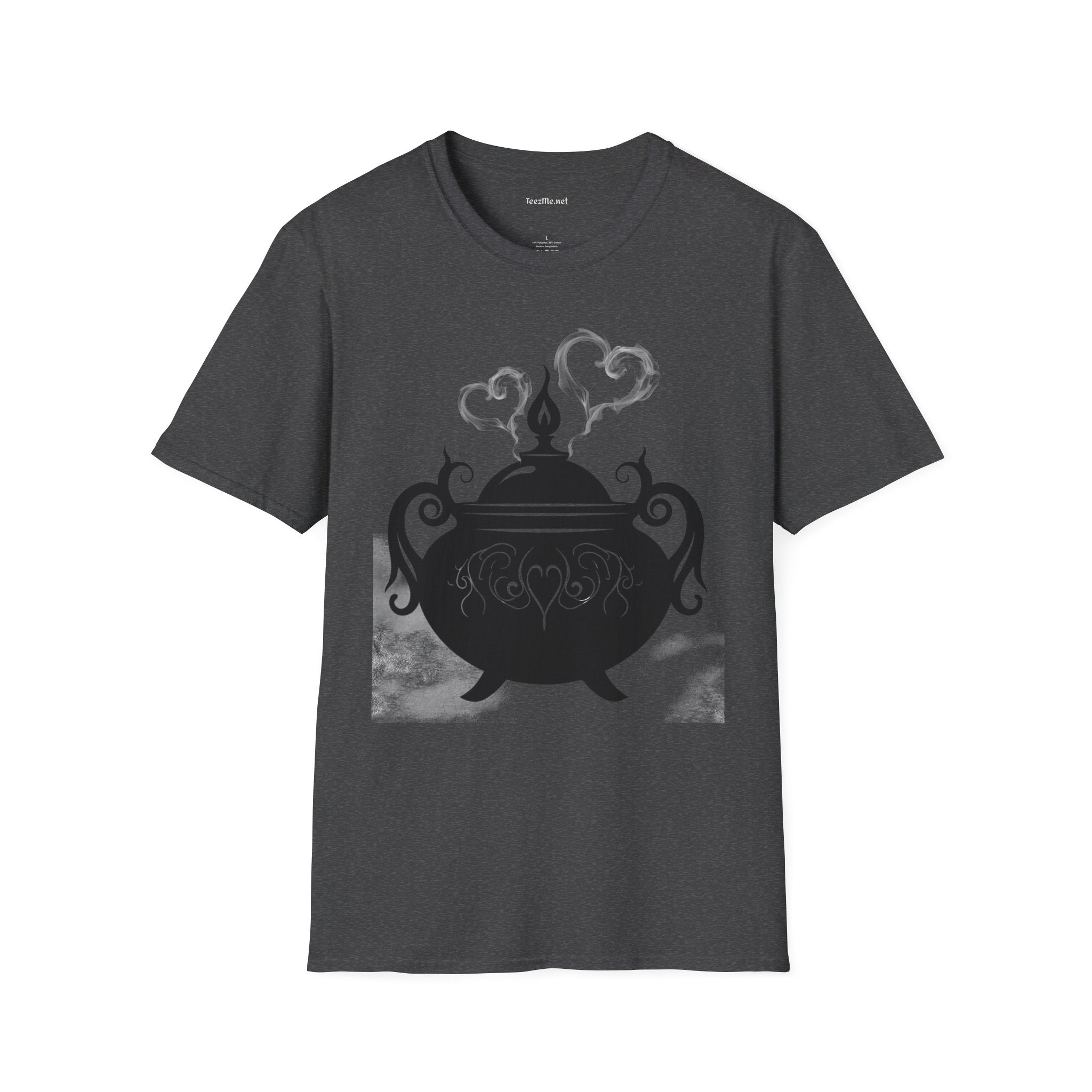 Black Cauldron with Hearts Unisex Soft T-Shirt 100% Cotton Graphic