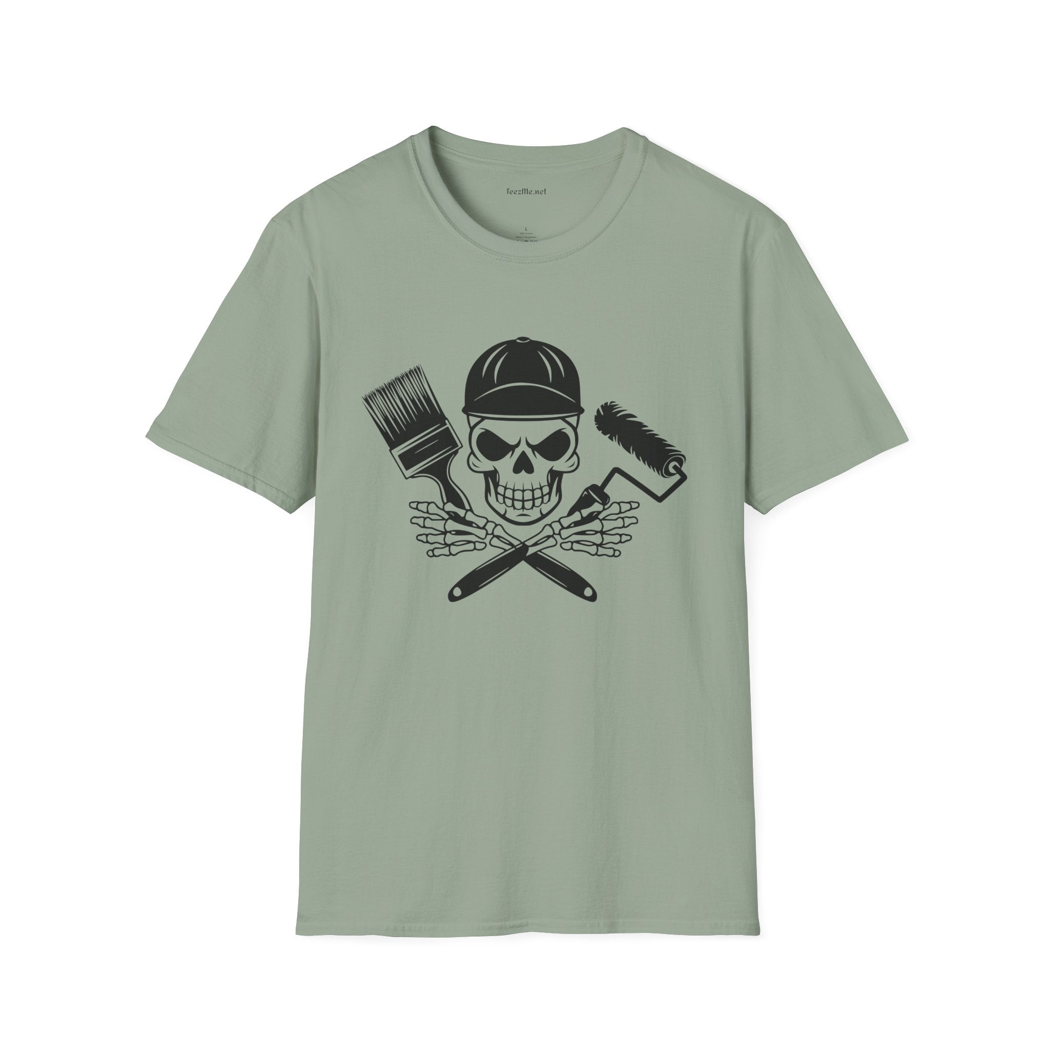 Painter Skeleton Unisex Softstyle T-Shirt 100% Cotton Graphic