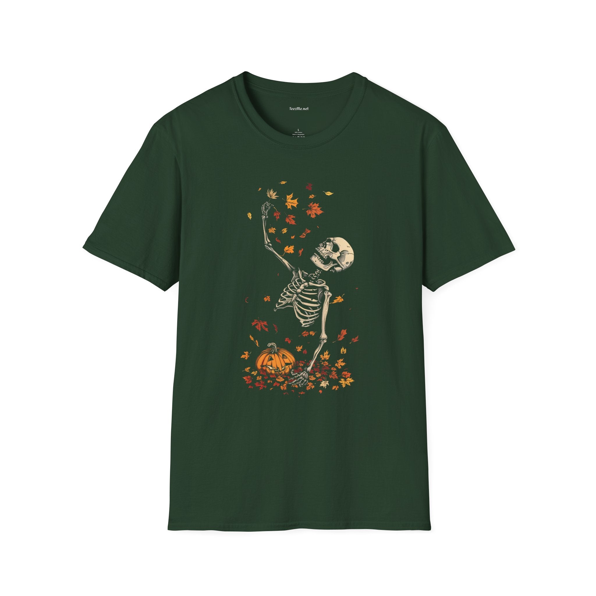 Skeleton & Falling Leaves Halloween T-Shirt