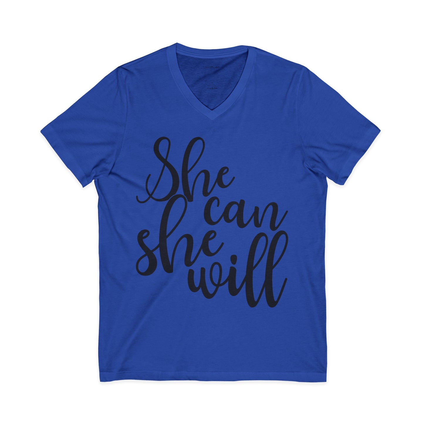 She Can She Will Unisex Jersey Short Sleeve V-Neck Tee