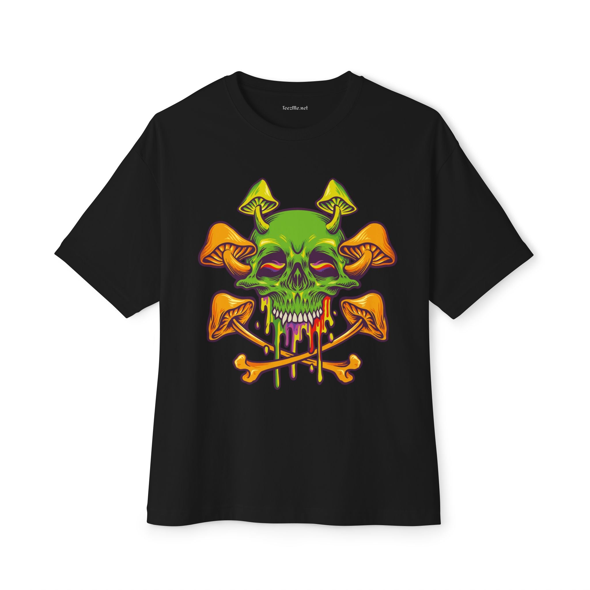 Sugar Skull Magic Mushrooms Unisex Oversized Boxy Tee