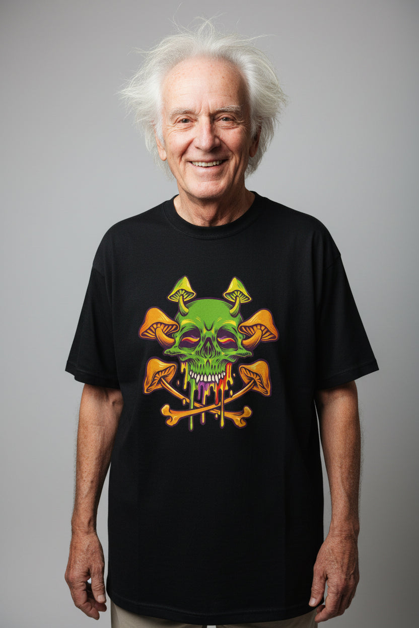 Sugar Skull Magic Mushrooms Unisex Oversized Boxy Tee