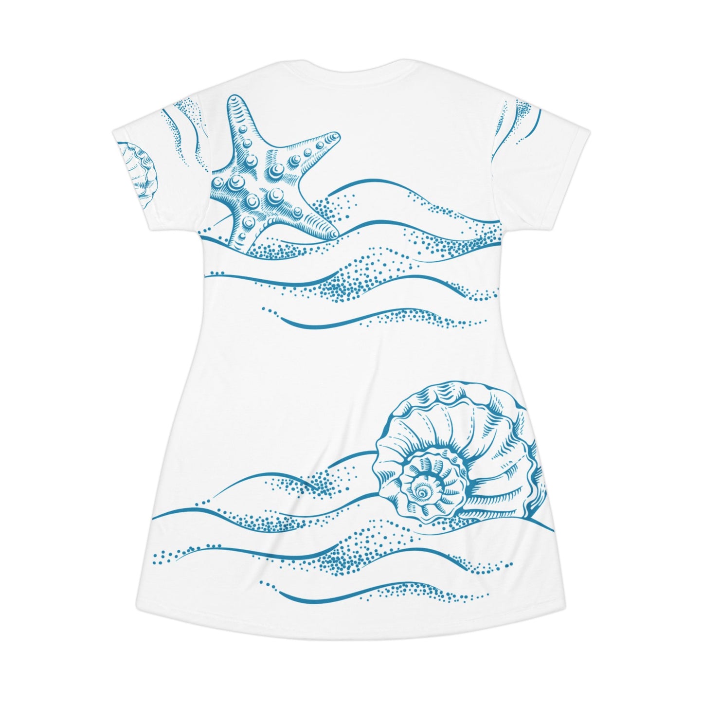 Beach Shells Dress/Cover-up (White) - T-Shirt Dress (AOP)