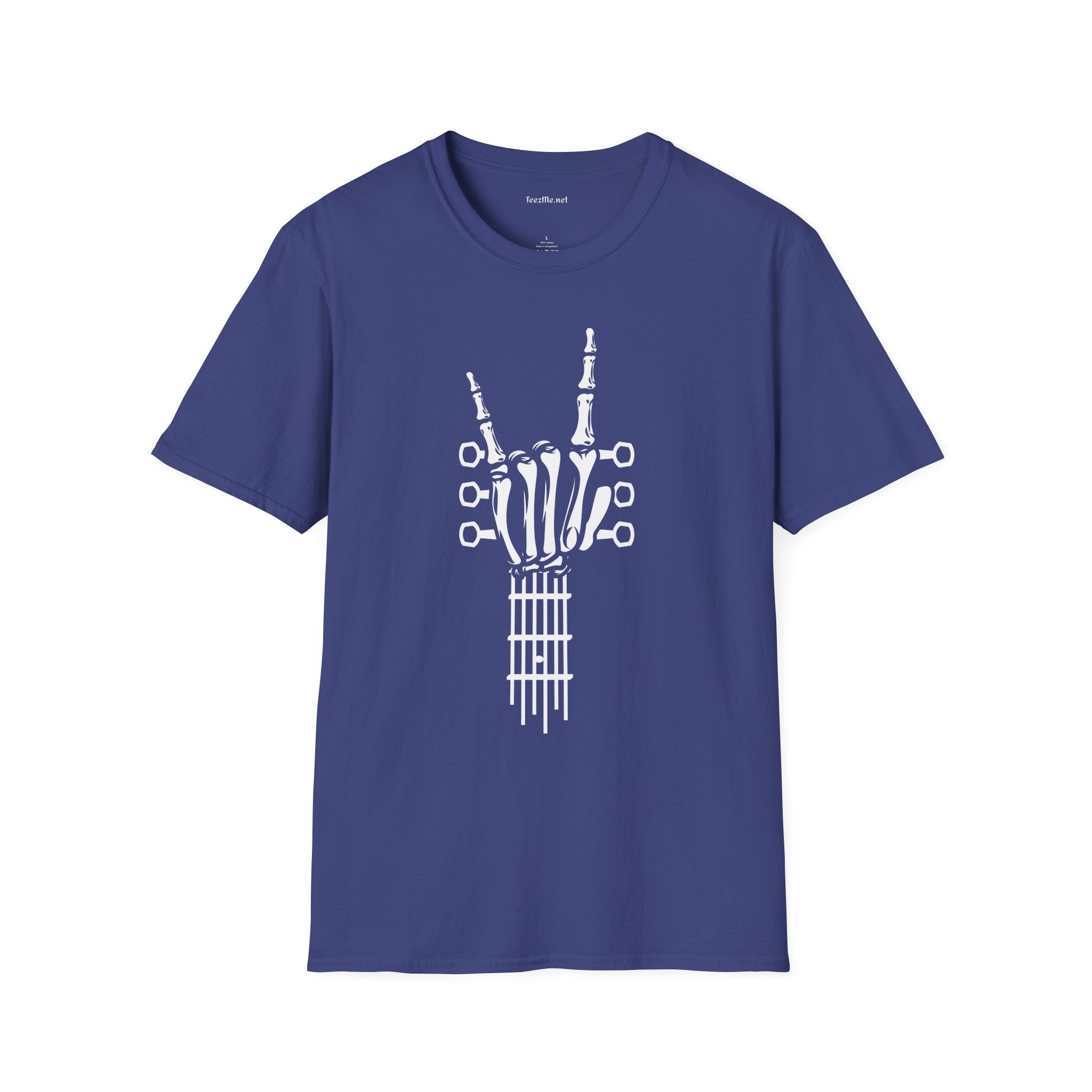 Skeleton Hand with Guitar - Unisex Softstyle T-Shirt 100% Cotton Graphic