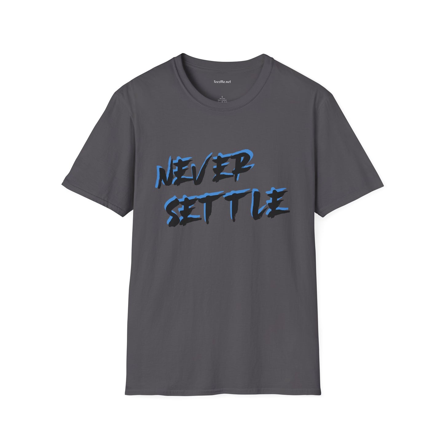 Never Settle (blue) Unisex Softstyle T-Shirt 100% Cotton