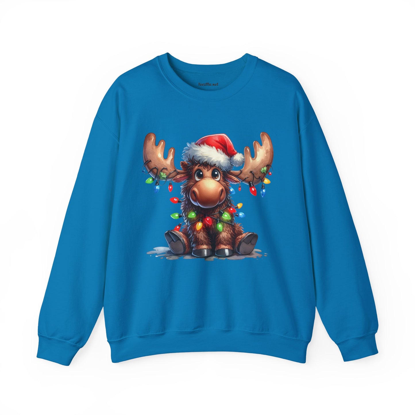 Adorable Christmas Moose Unisex Heavy Blend™ Crewneck Sweatshirt Graphic Seasonal