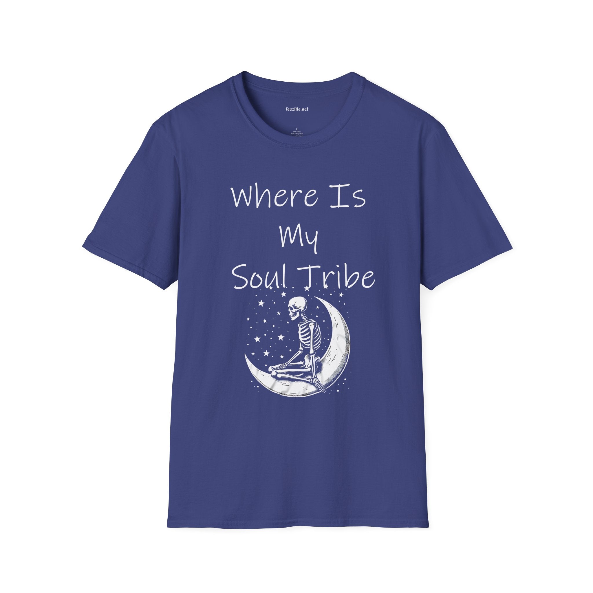 Where Is My Soul Tribe with Skeleton Unisex Soft Style T-Shirt 100% Cotton Graphic
