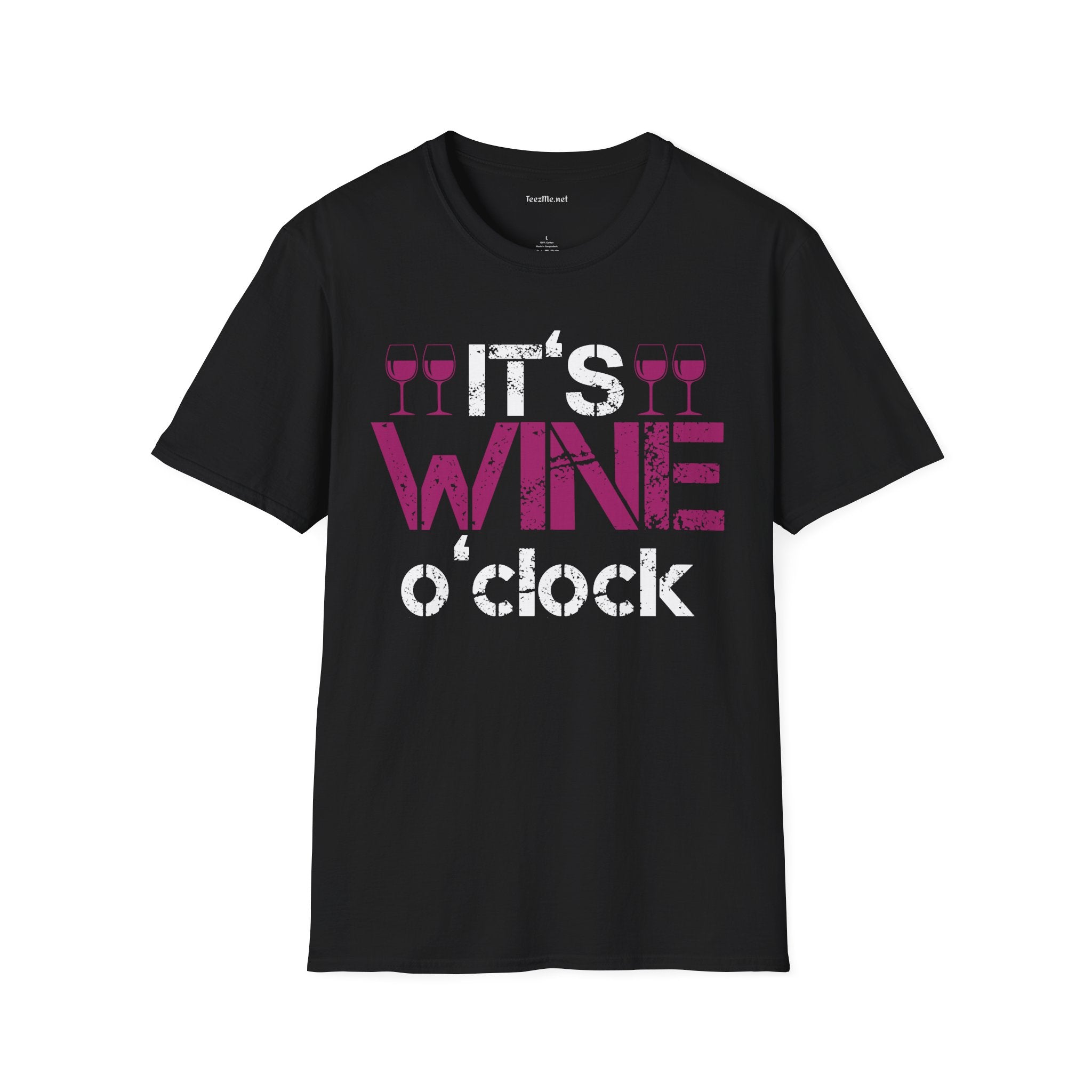 It's Wine O'clock Unisex SoftStyle T-Shirt 100% Cotton Graphic