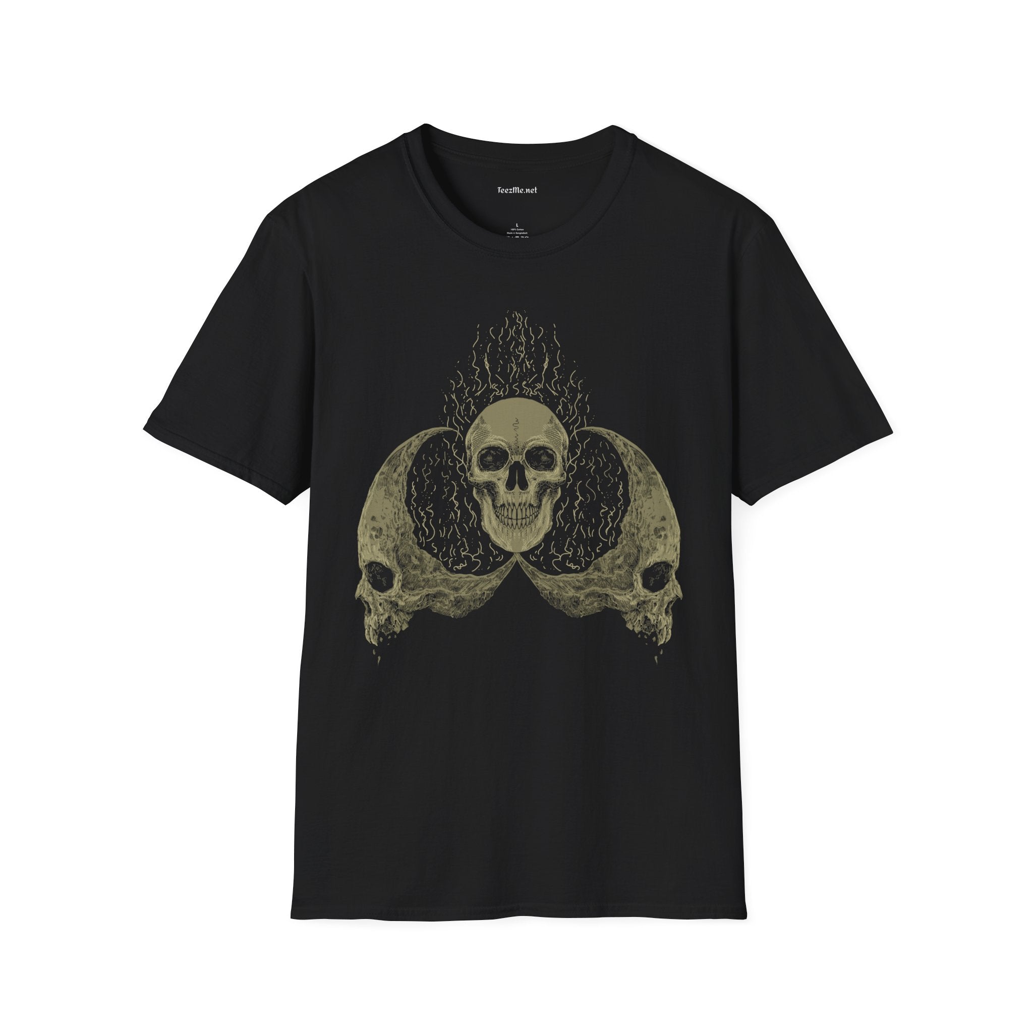 Skull Head Moon Fire Unisex Softstyle T-Shirt 100% Cotton