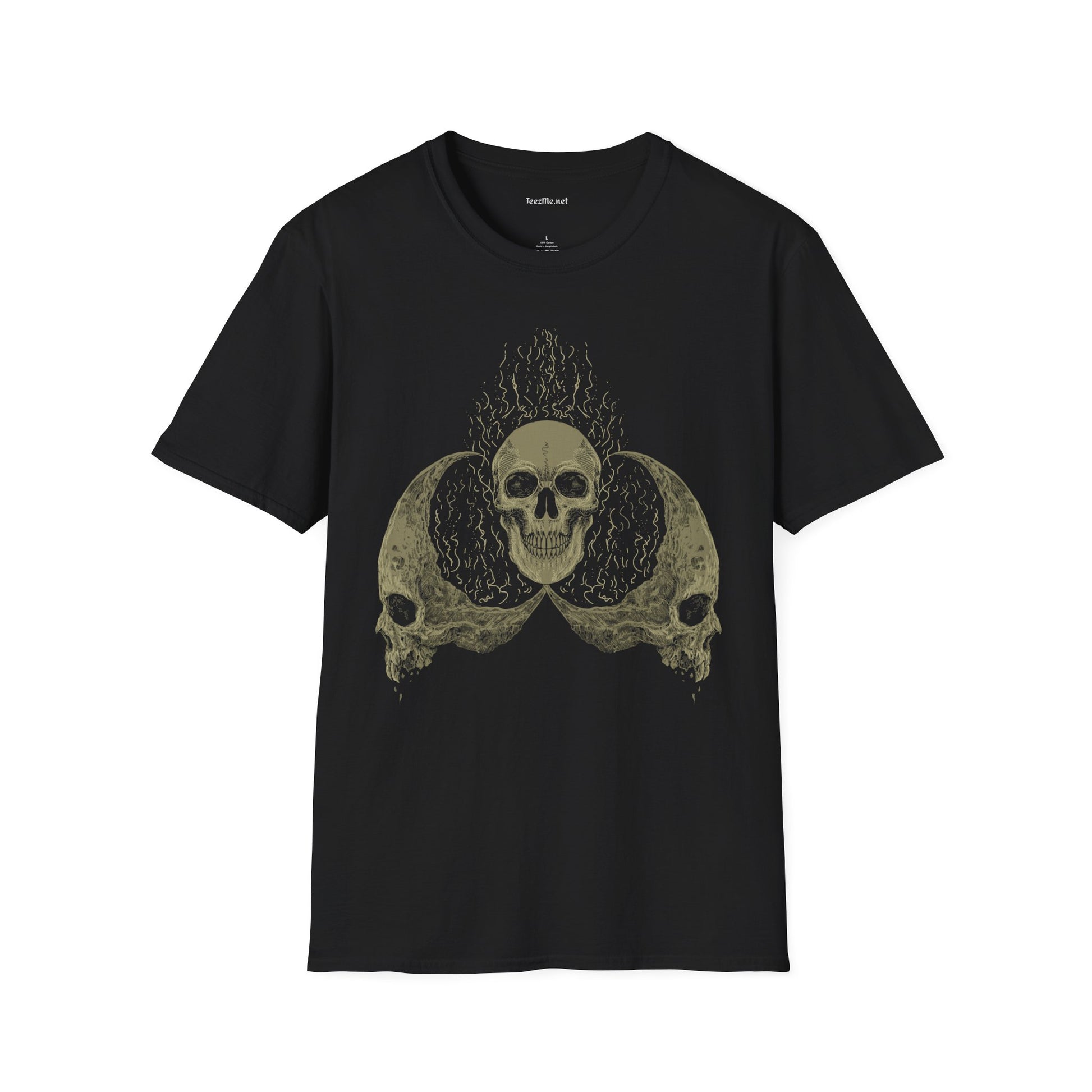 Skull Head Moon Fire Unisex Softstyle T-Shirt 100% Cotton