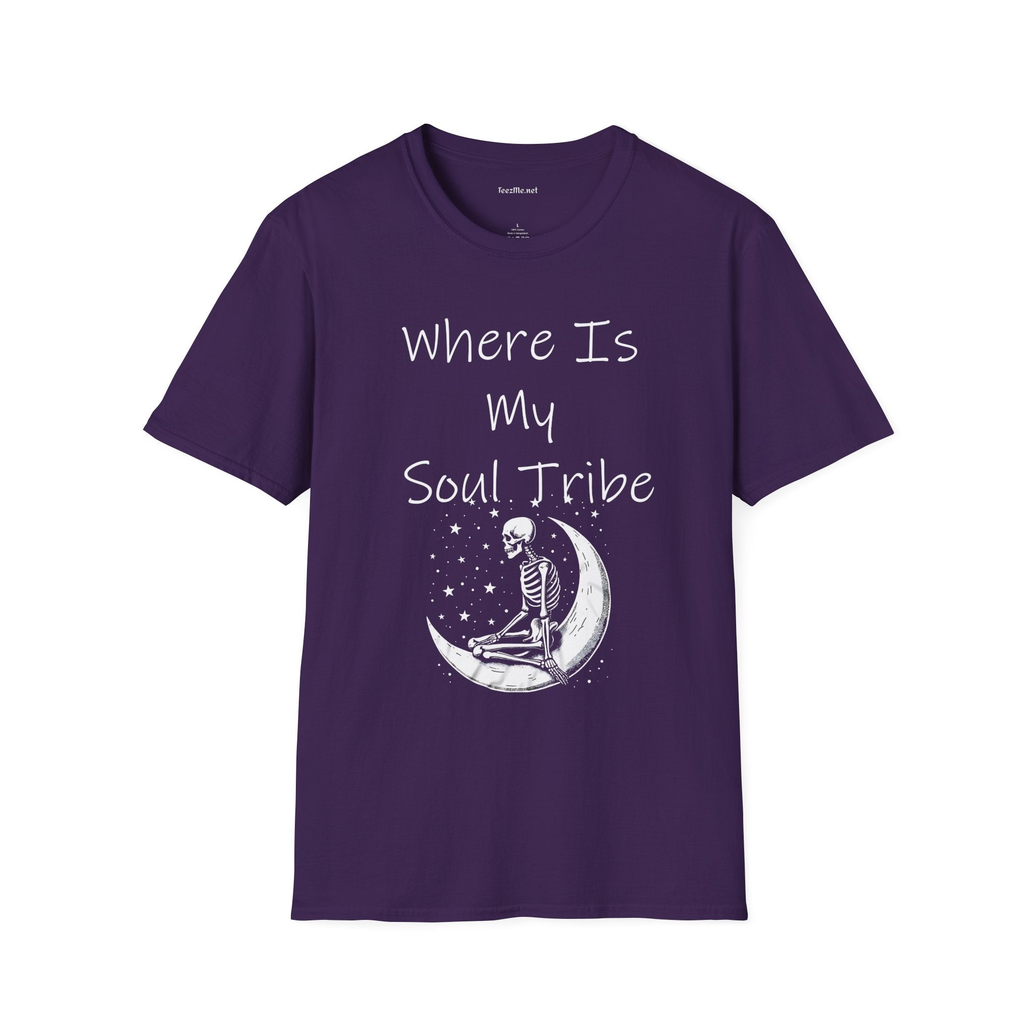 Where Is My Soul Tribe with Skeleton Unisex Soft Style T-Shirt 100% Cotton Graphic