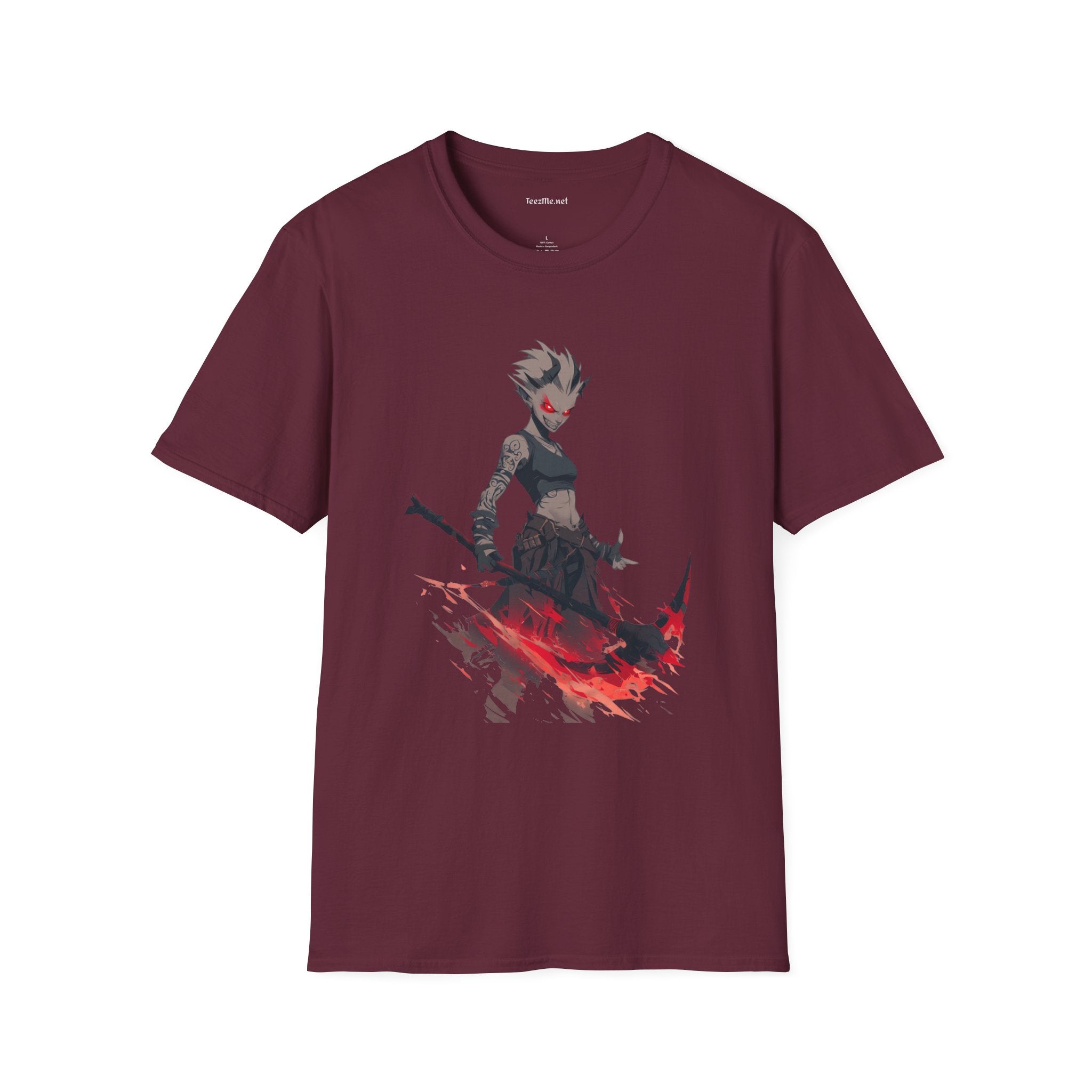 Anime Demon Girl Unisex Softstyle T-Shirt 100% Cotton Graphic