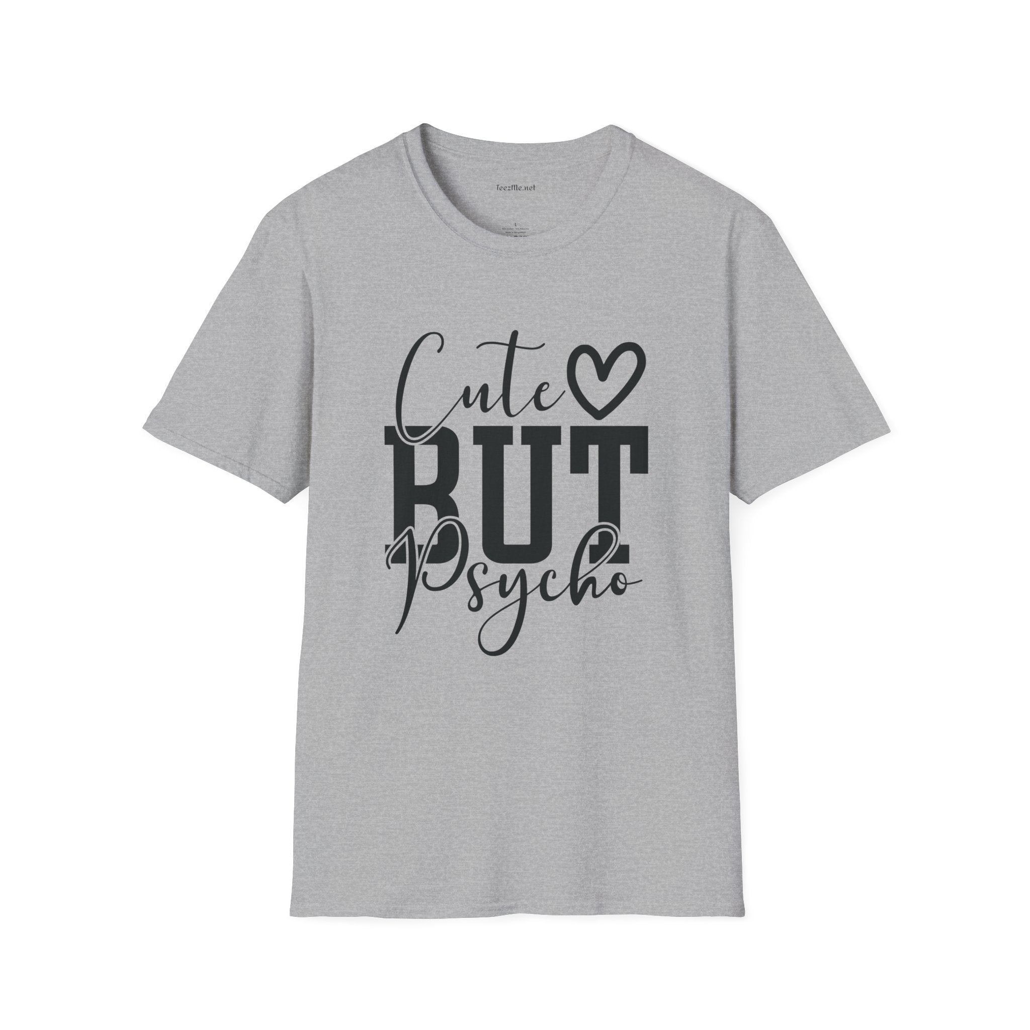 Cute but Psycho 01 Unisex Softstyle T-Shirt 100% Cotton Graphic