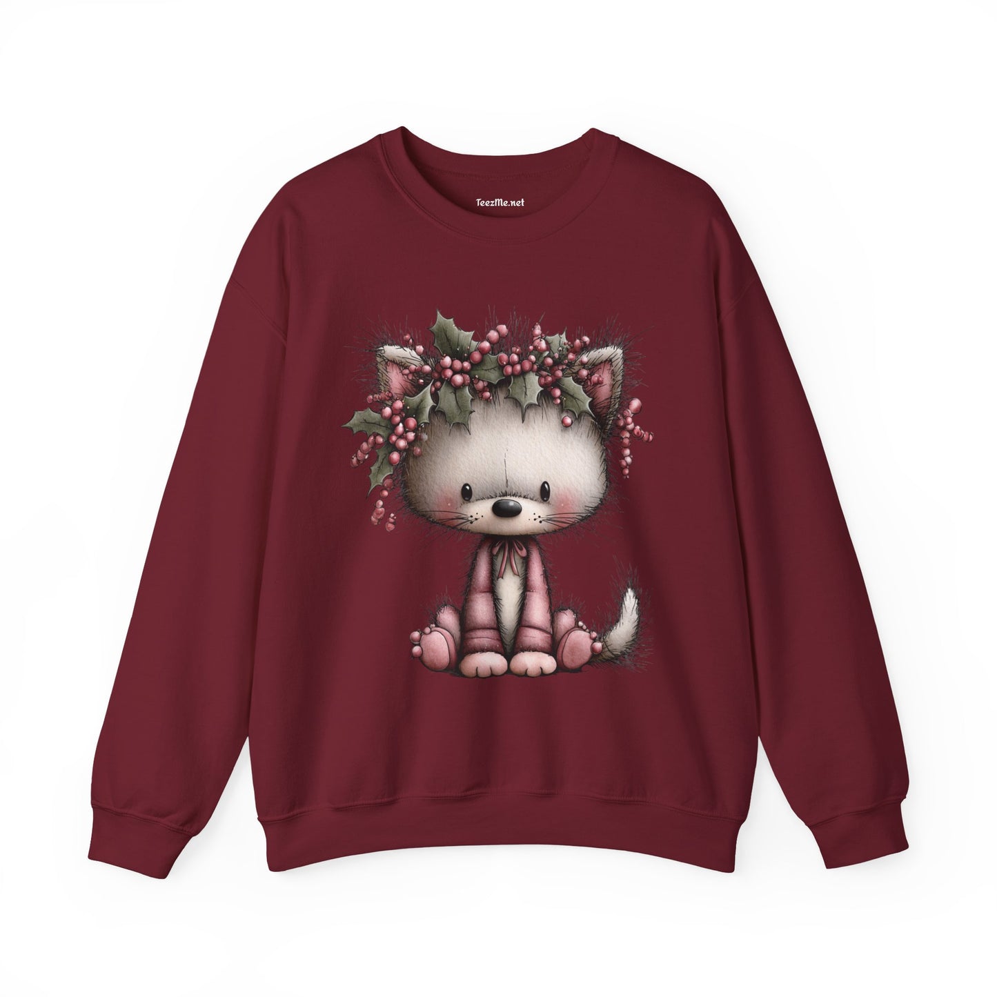 Whimsical Holiday Cat 01 Unisex Heavy Blend™ Crewneck Sweatshirt