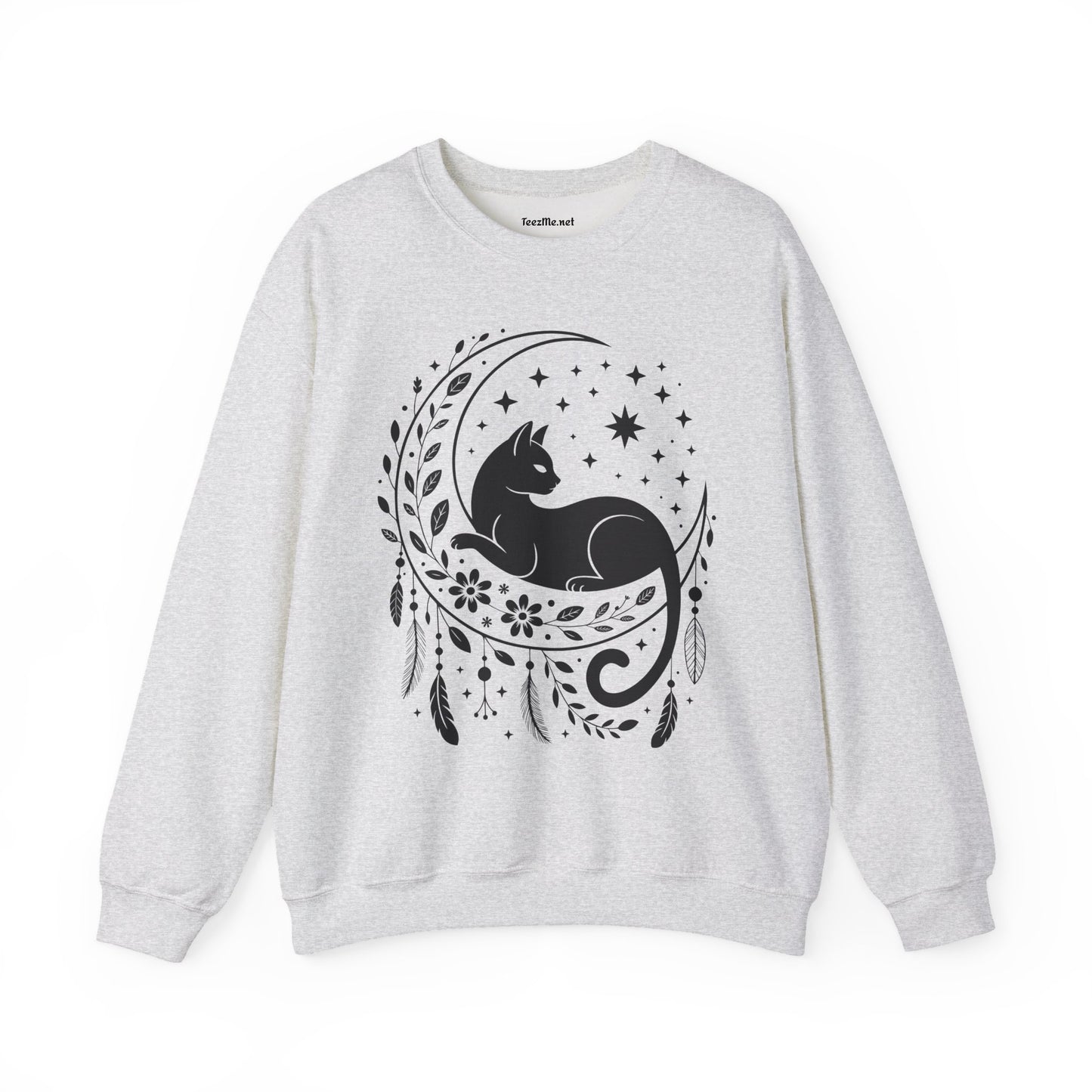Black Cat Moon Silhouette Unisex Heavy Blend™ Crewneck Sweatshirt Graphic