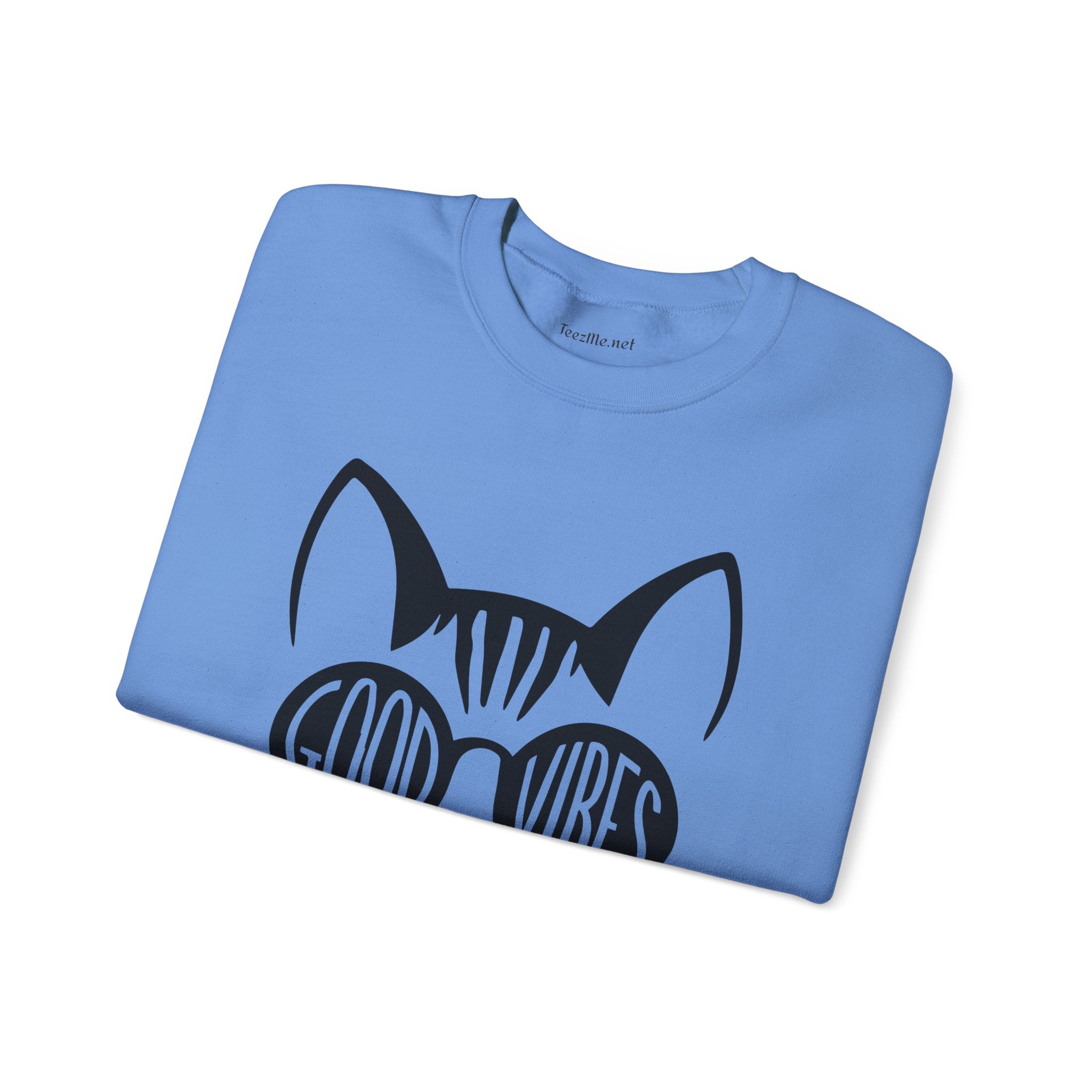 Good Vibes Cat Glasses  Unisex Heavy Blend™ Crewneck Sweatshirt Inspirational