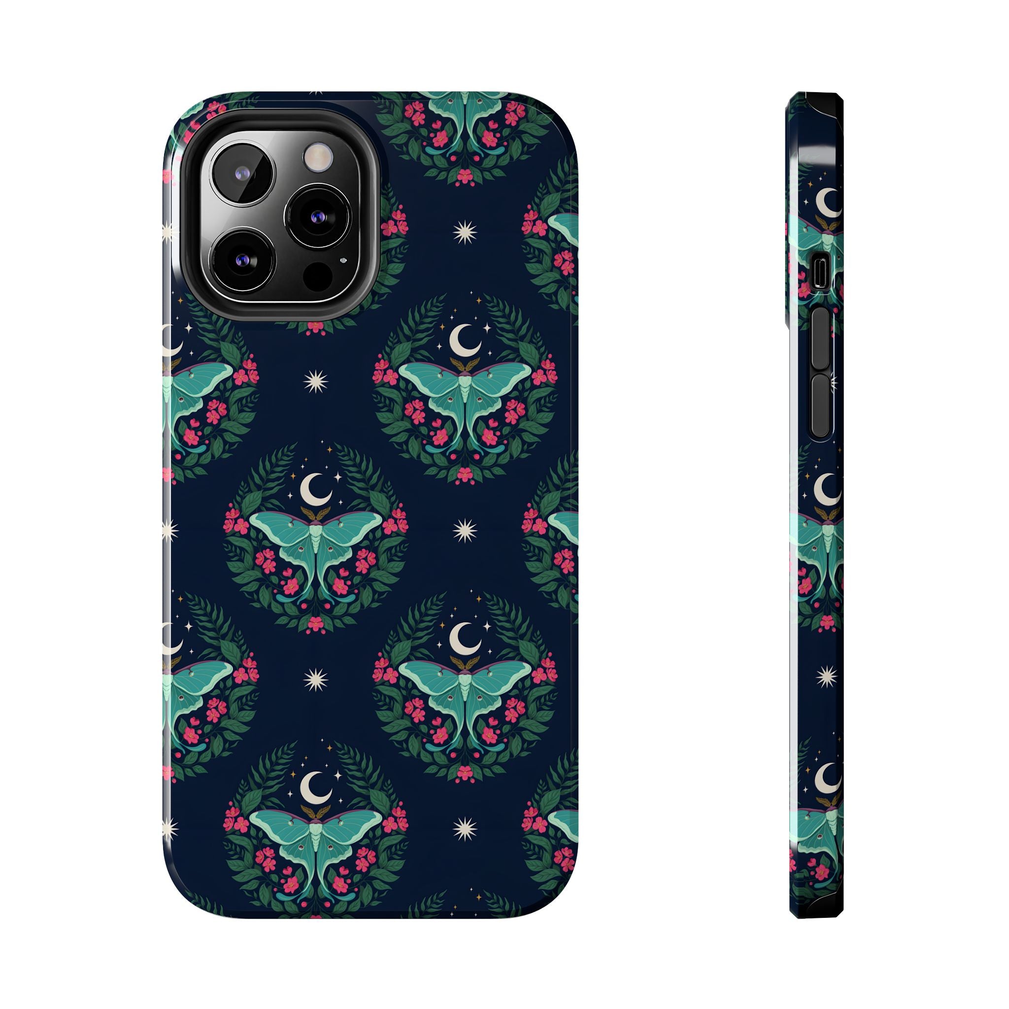 Moon Moth Tough Phone Case — Botanical Nightscape Protective Cover