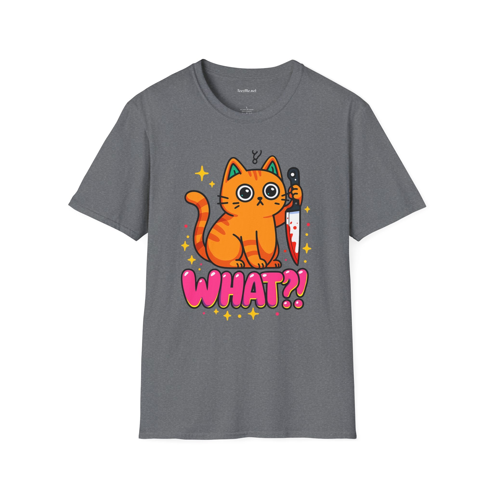 What? Murderous Cat Unisex Softstyle T-Shirt 100% Cotton