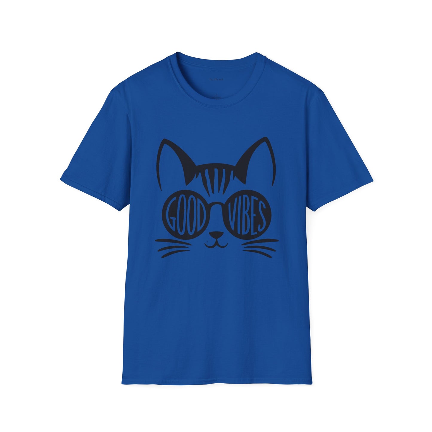Good Vibes Cat Glasses 01 Unisex Softstyle T-Shirt 100% Cotton Graphic
