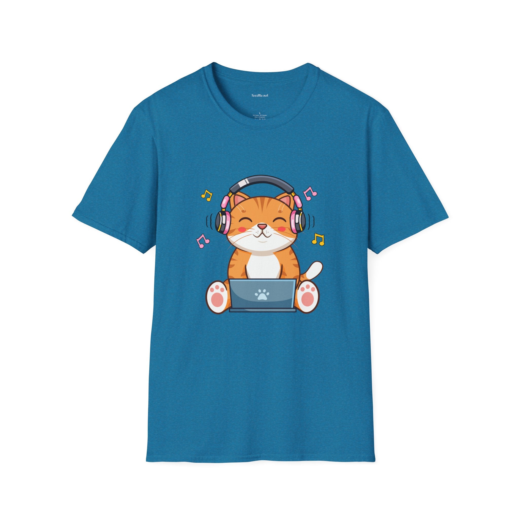 Cat with Headphones T-Shirt — Cute Music Kitty Tee