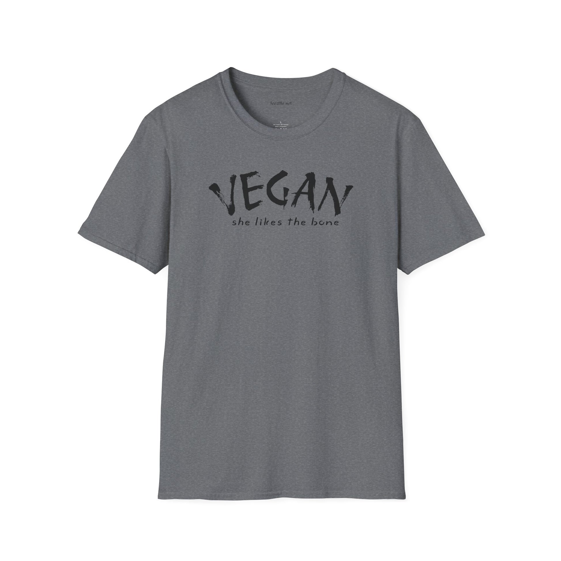 VEGAN she likes the bone Unisex Softstyle T-Shirt 100% Cotton Graphic