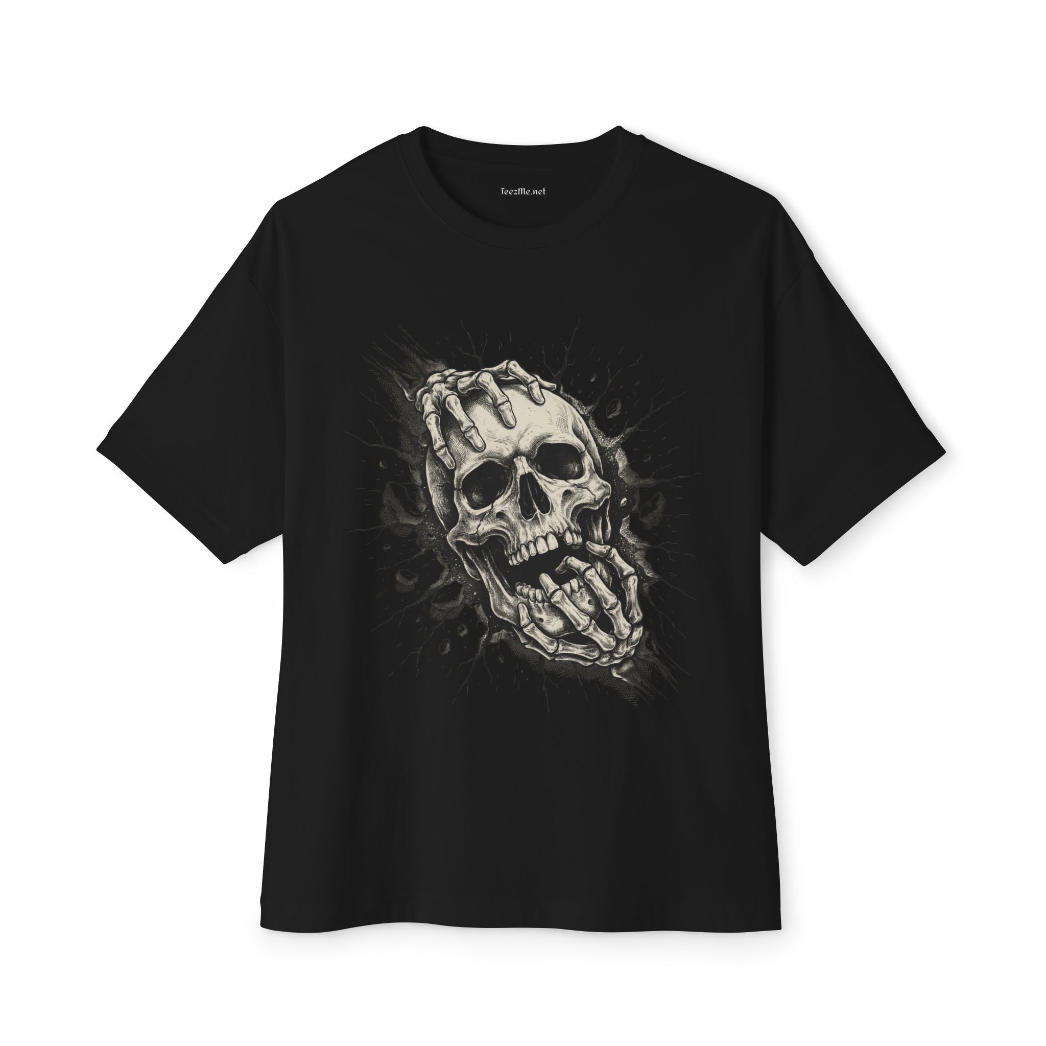 Skull Grip Graphic Tee — Gothic Oversized Boxy T‑Shirt