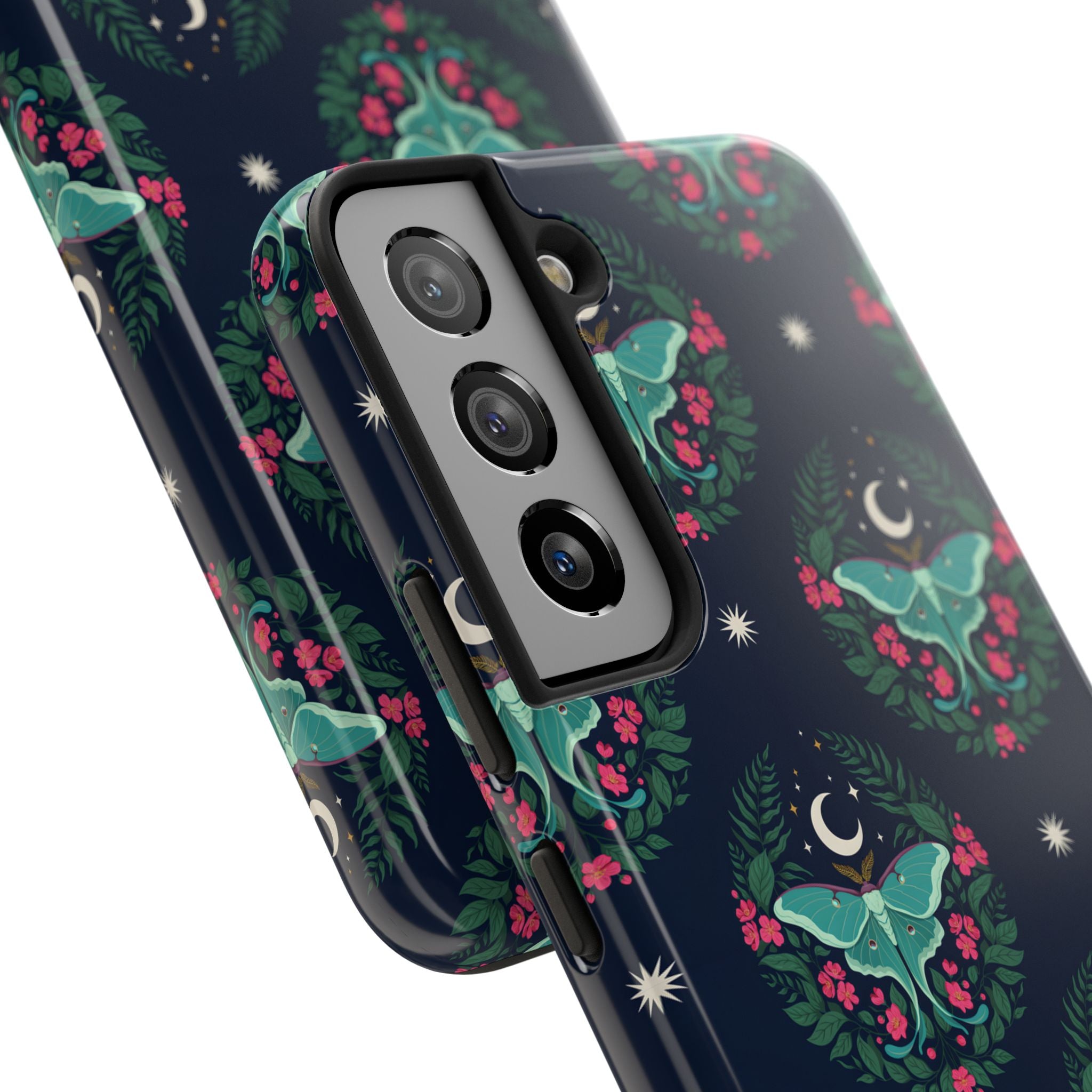 Moon Moth Tough Phone Case — Botanical Nightscape Protective Cover