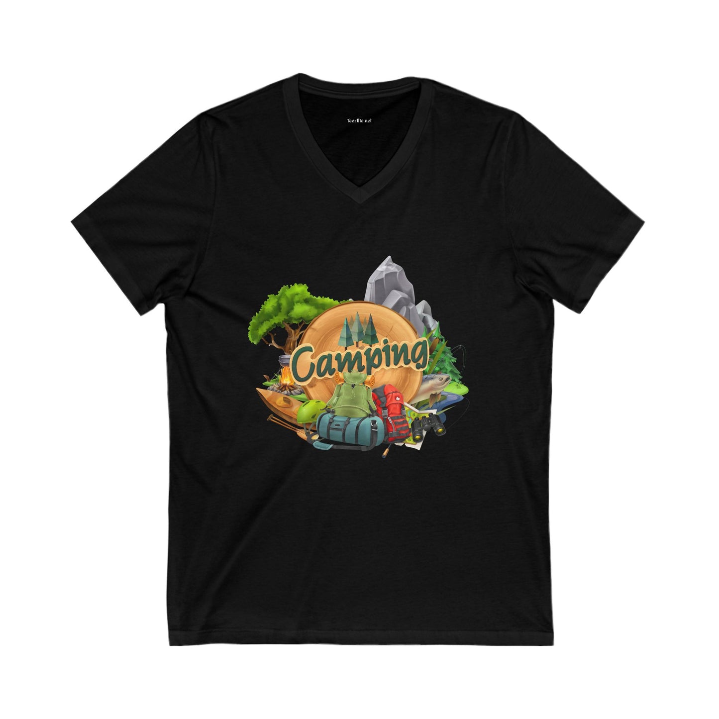 Camping  - Unisex Jersey Short Sleeve V-Neck Tee