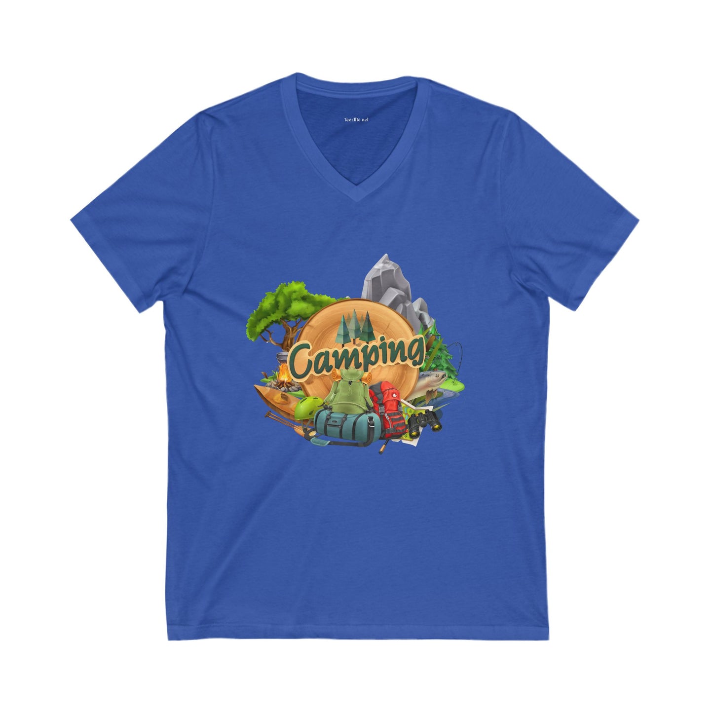 Camping  - Unisex Jersey Short Sleeve V-Neck Tee