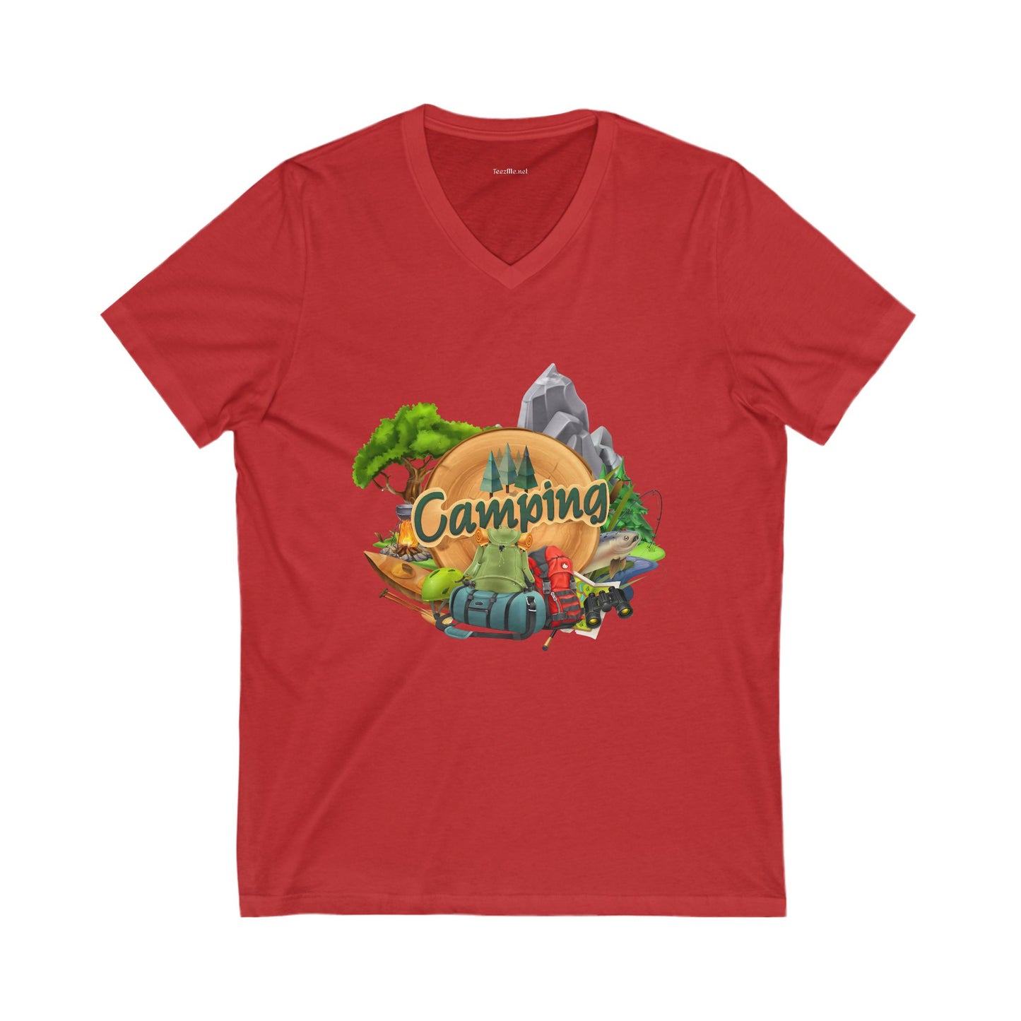 Camping  - Unisex Jersey Short Sleeve V-Neck Tee