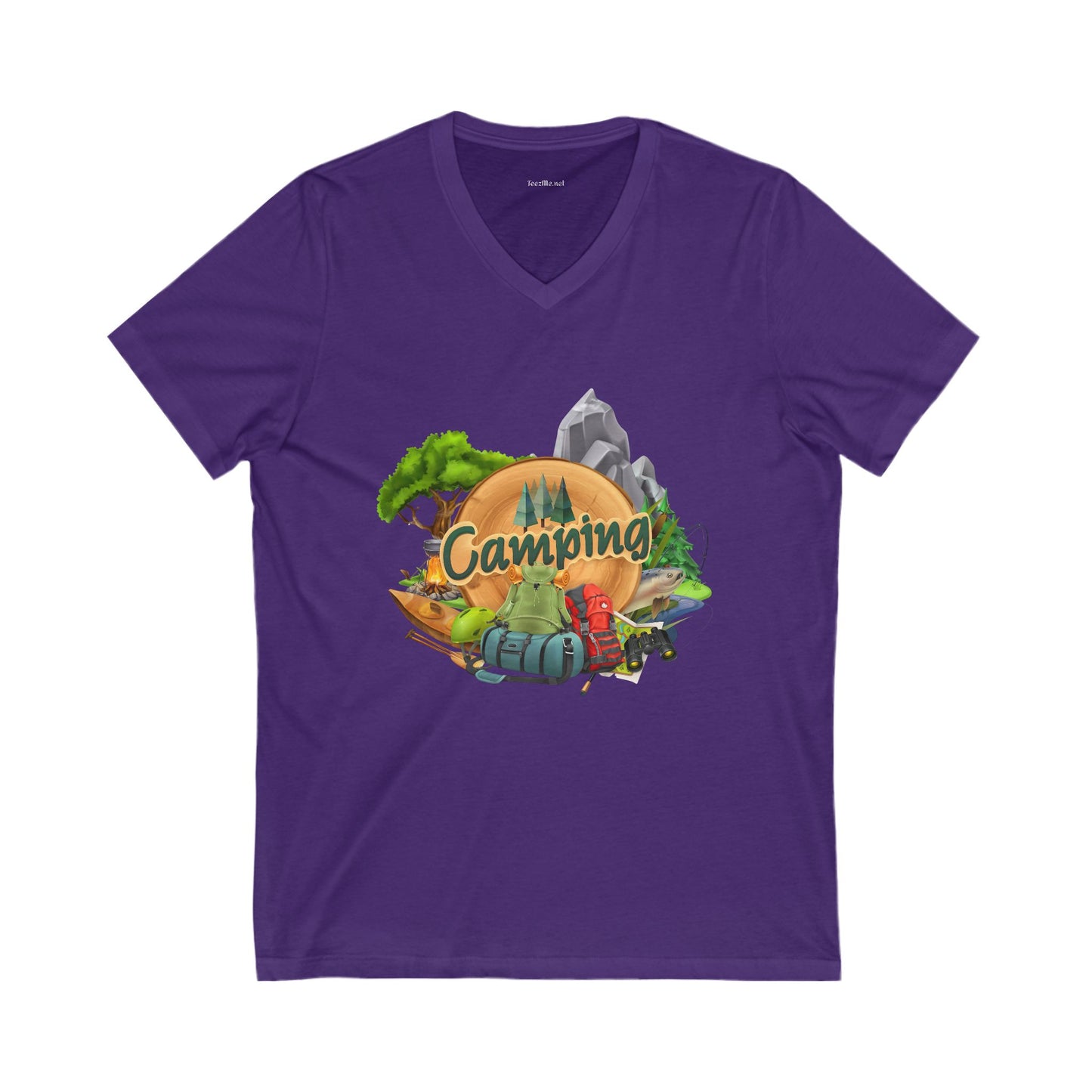 Camping  - Unisex Jersey Short Sleeve V-Neck Tee