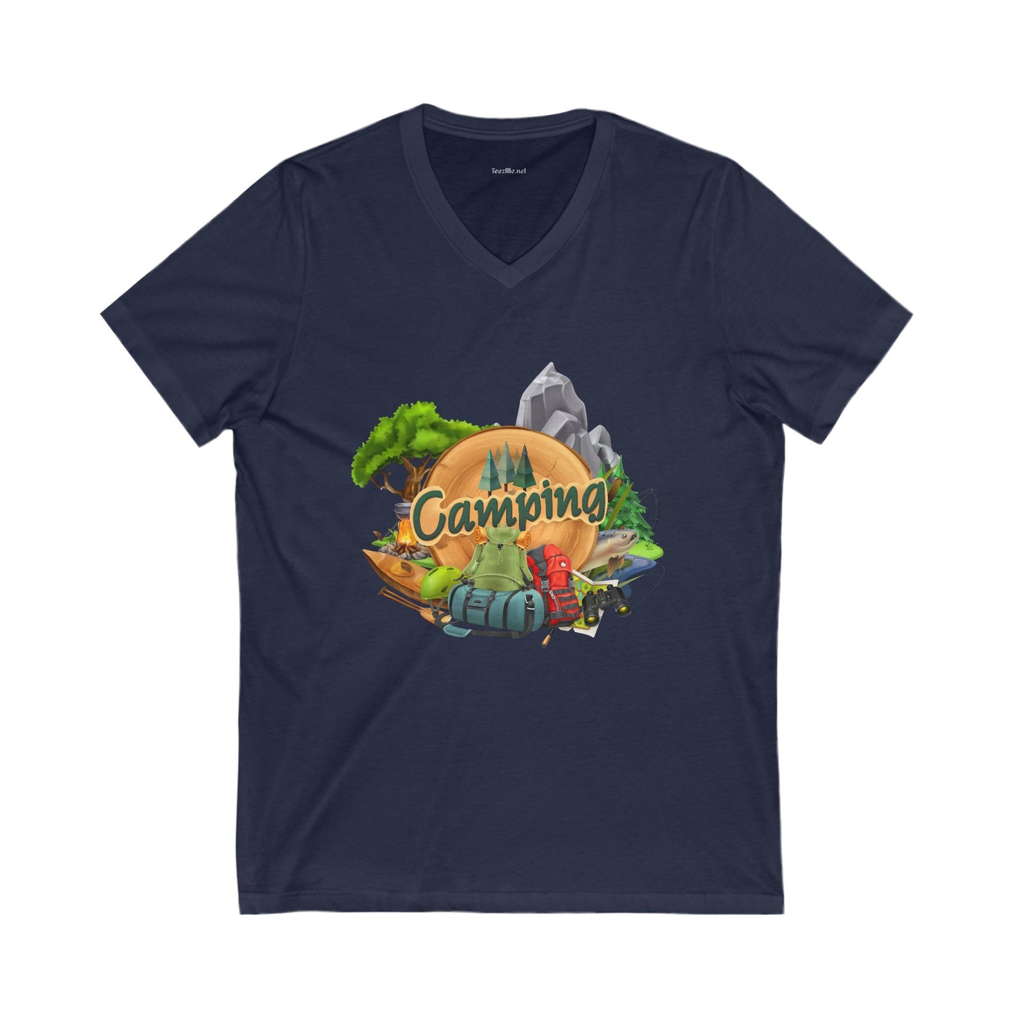 Camping  - Unisex Jersey Short Sleeve V-Neck Tee