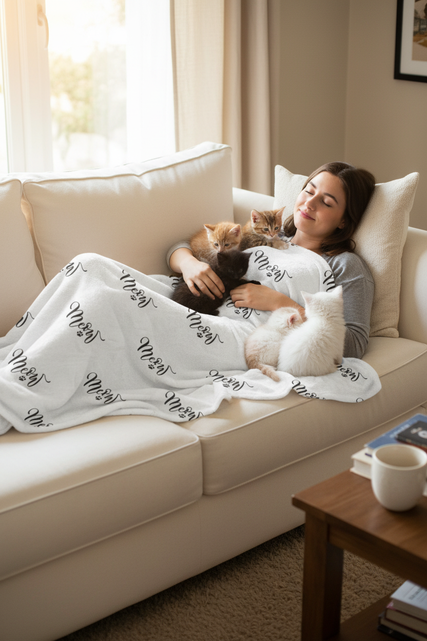 Meow - Velveteen Plush Blanket