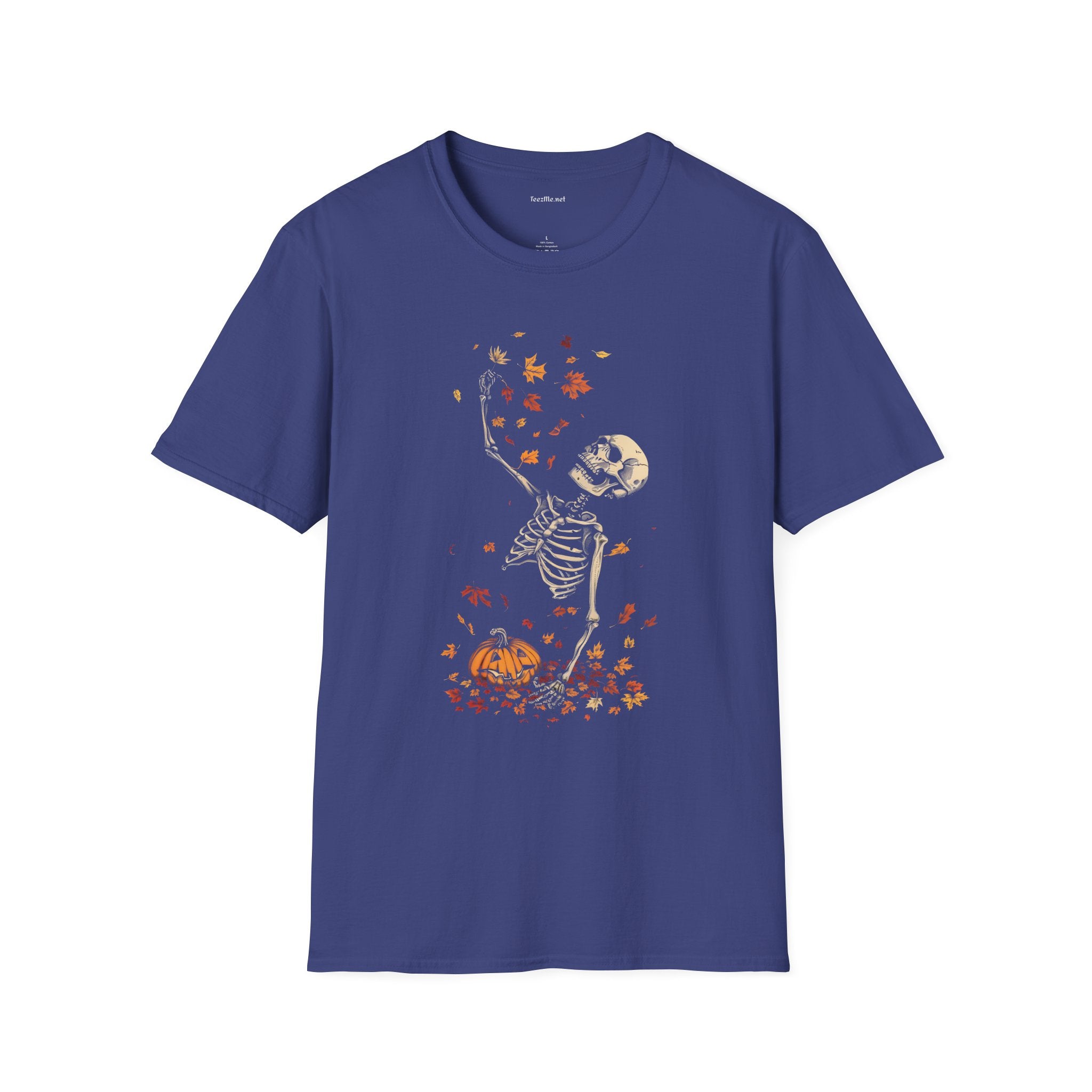 Skeleton & Falling Leaves Halloween T-Shirt