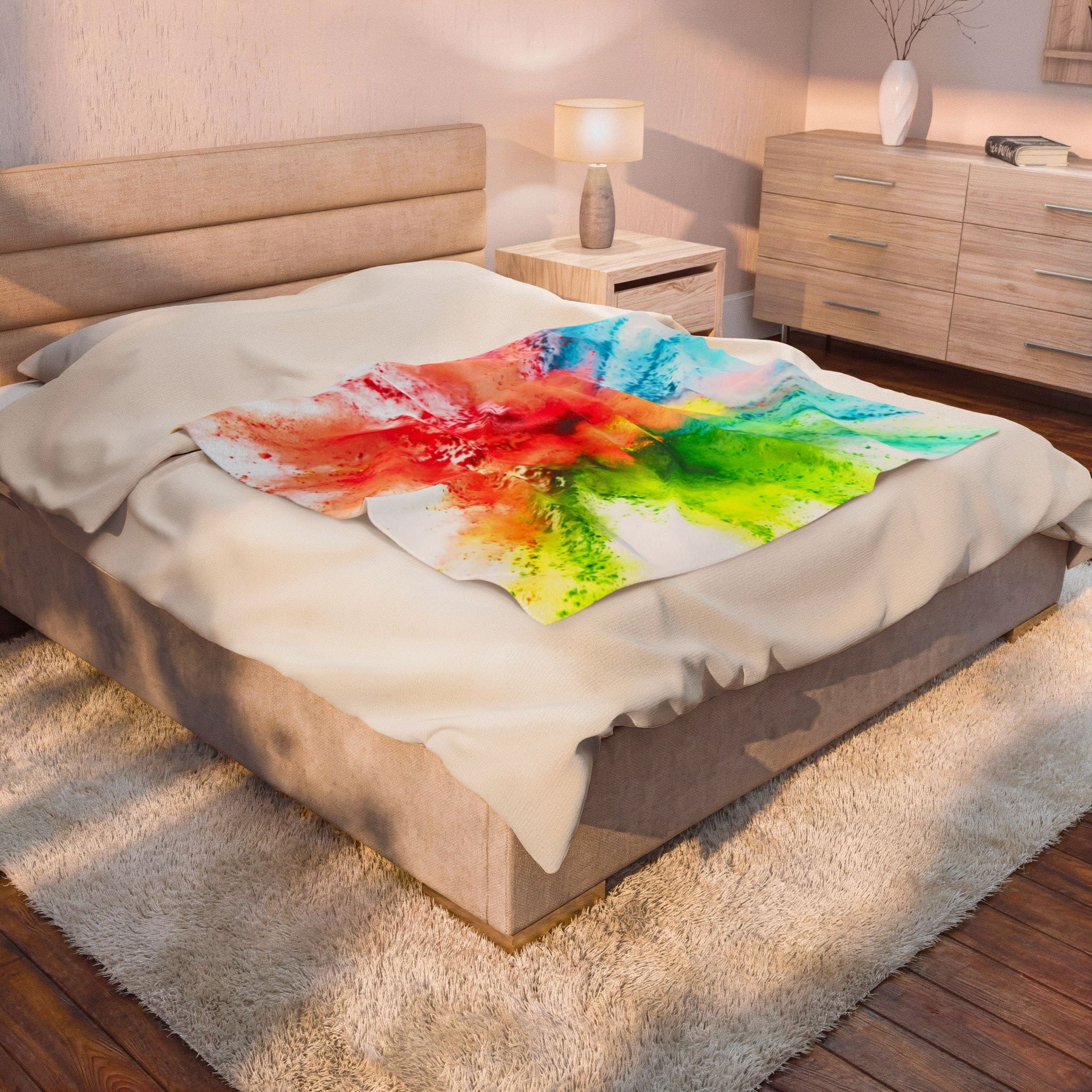 Watercolor Velveteen Plush Blanket