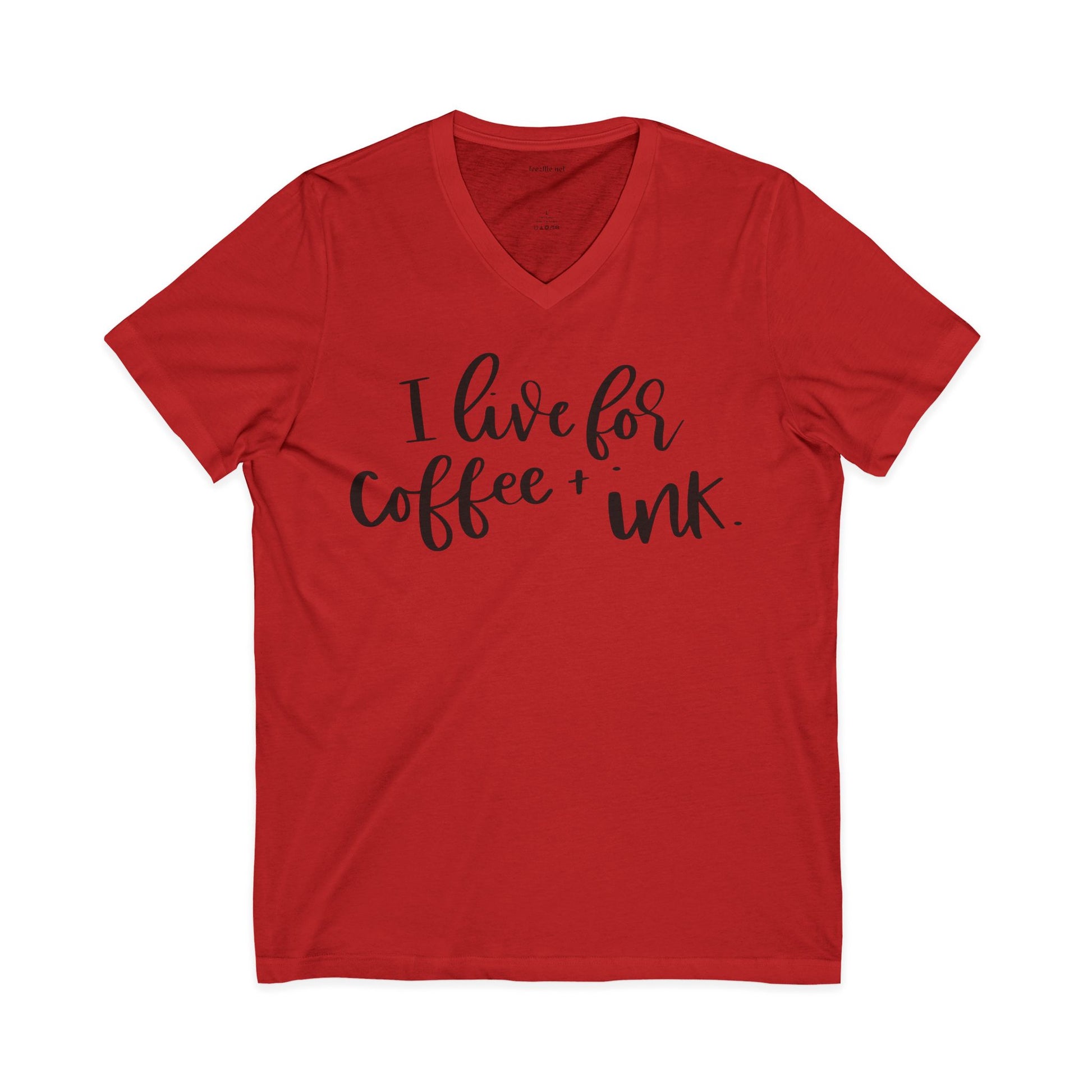 I Live for Coffee & Ink 01 Unisex Jersey Short Sleeve V-Neck Tee