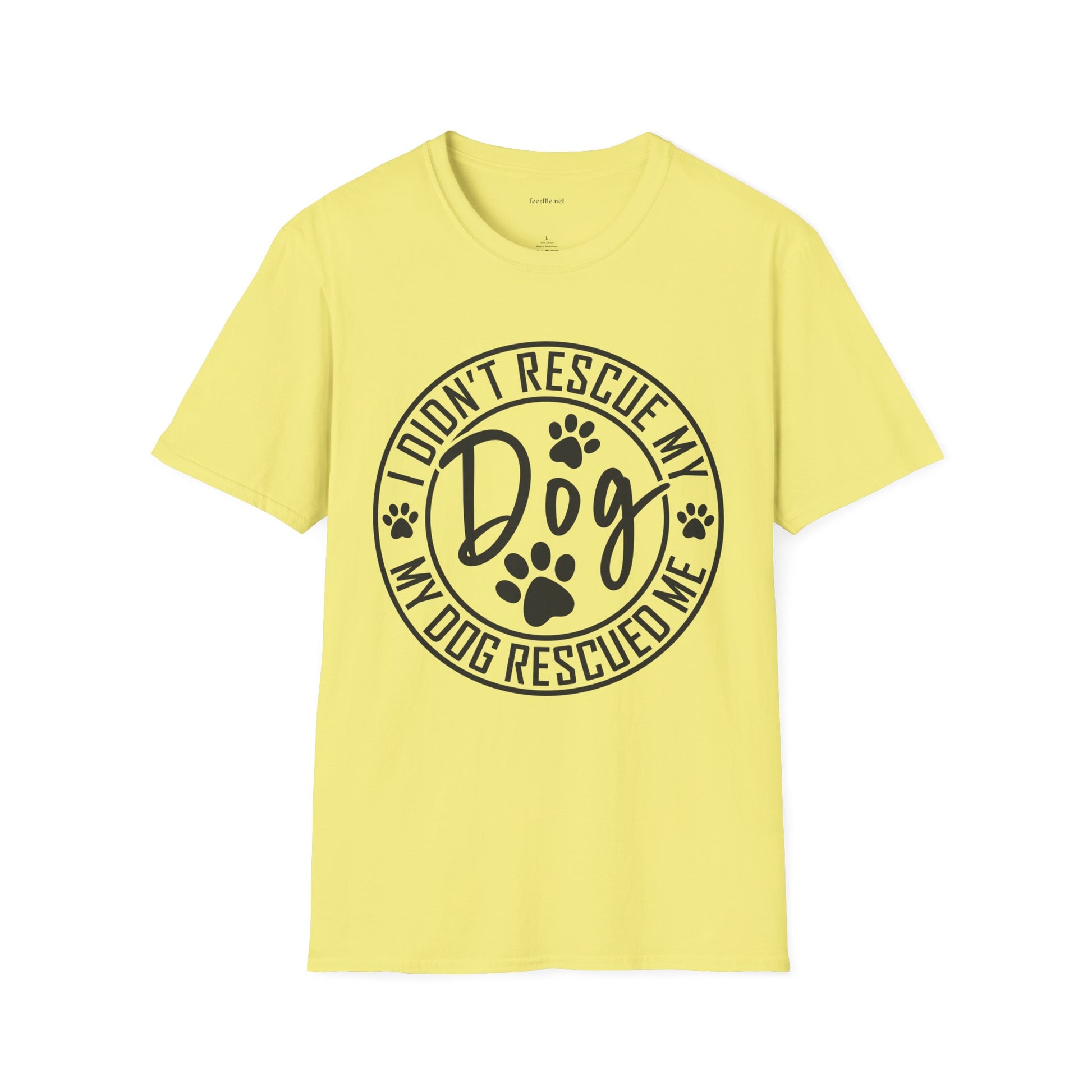 Rescue Dog T-Shirt – "I Didn't Rescue My Dog, My Dog Rescued Me" Paw Print Tee
