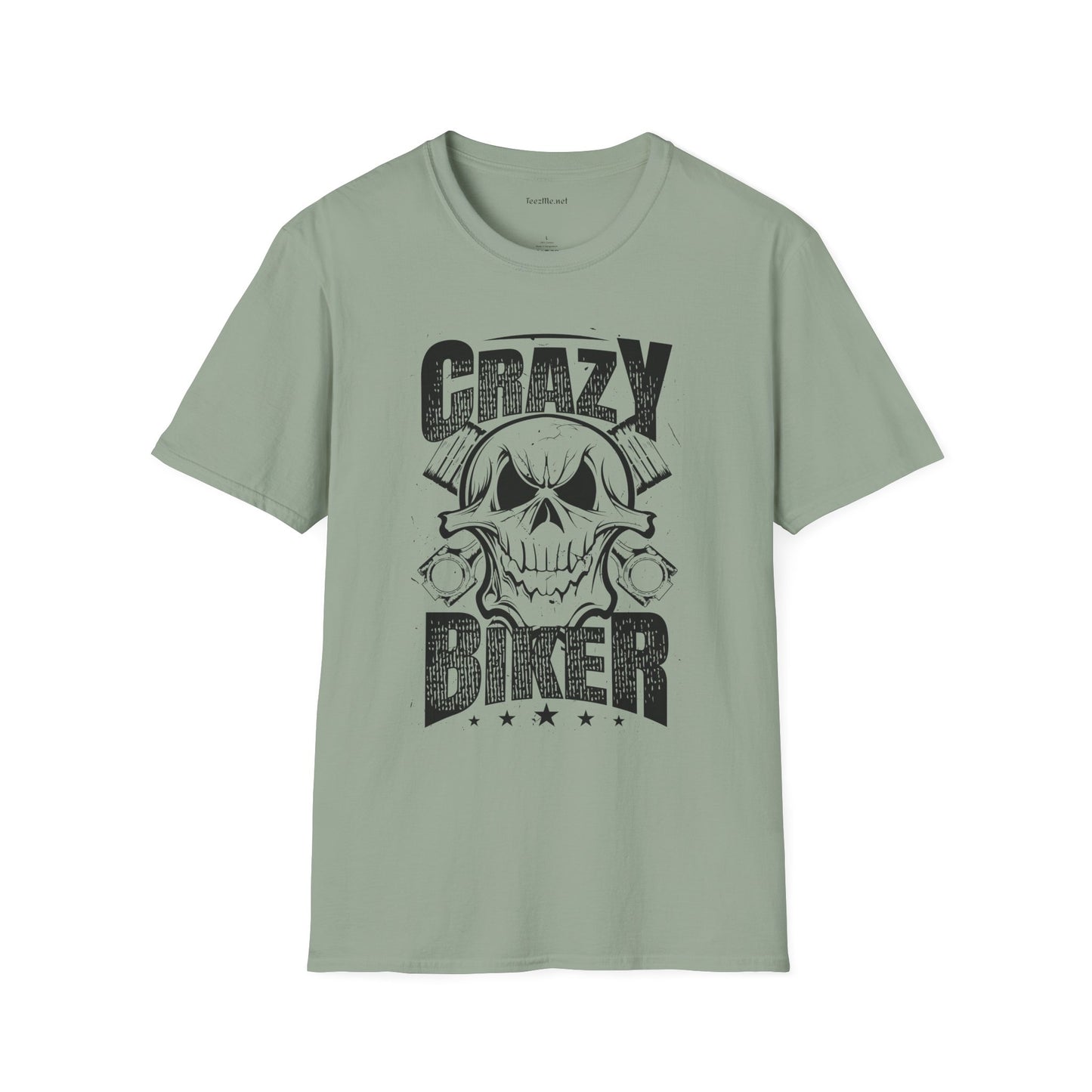 Crazy Biker Unisex Softstyle T-Shirt 100% Cotton Graphic