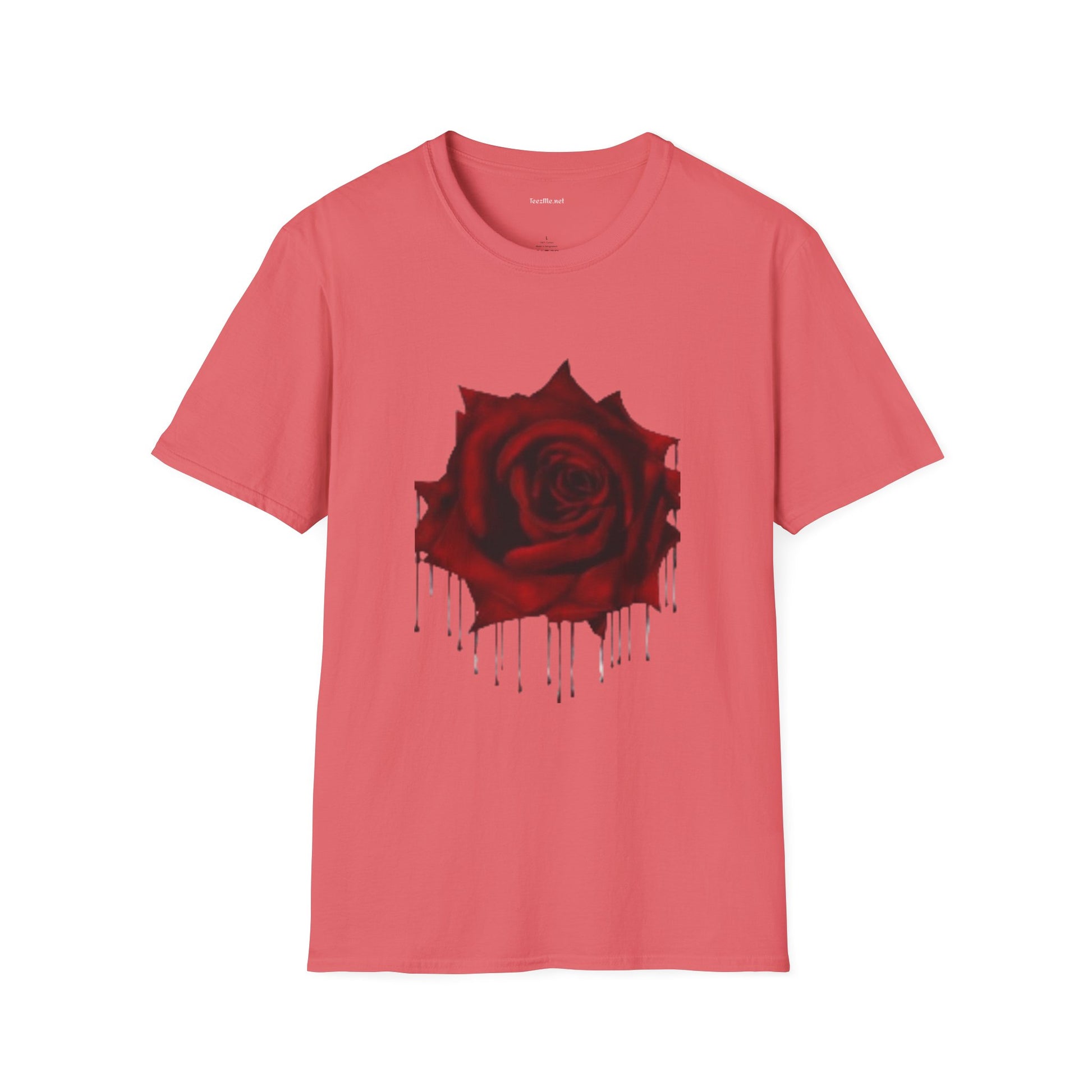 Bleeding Rose Illustration - Unisex Softstyle T-Shirt 100% Cotton Graphic