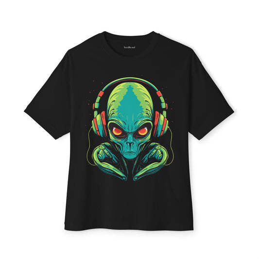 Alien Music Lover Unisex Oversized Boxy Tee
