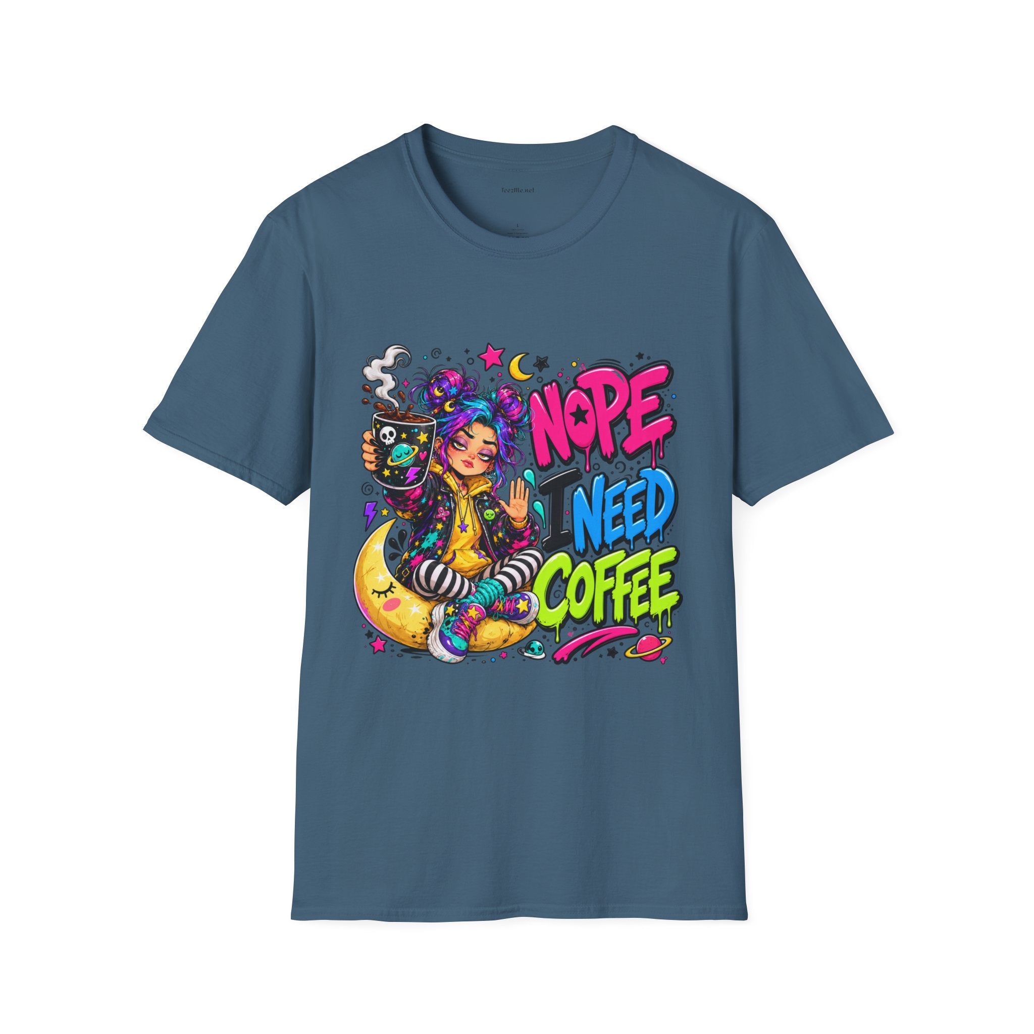 Nope I Need Coffee T‑Shirt — Colorful Coffee Lover Graphic Tee