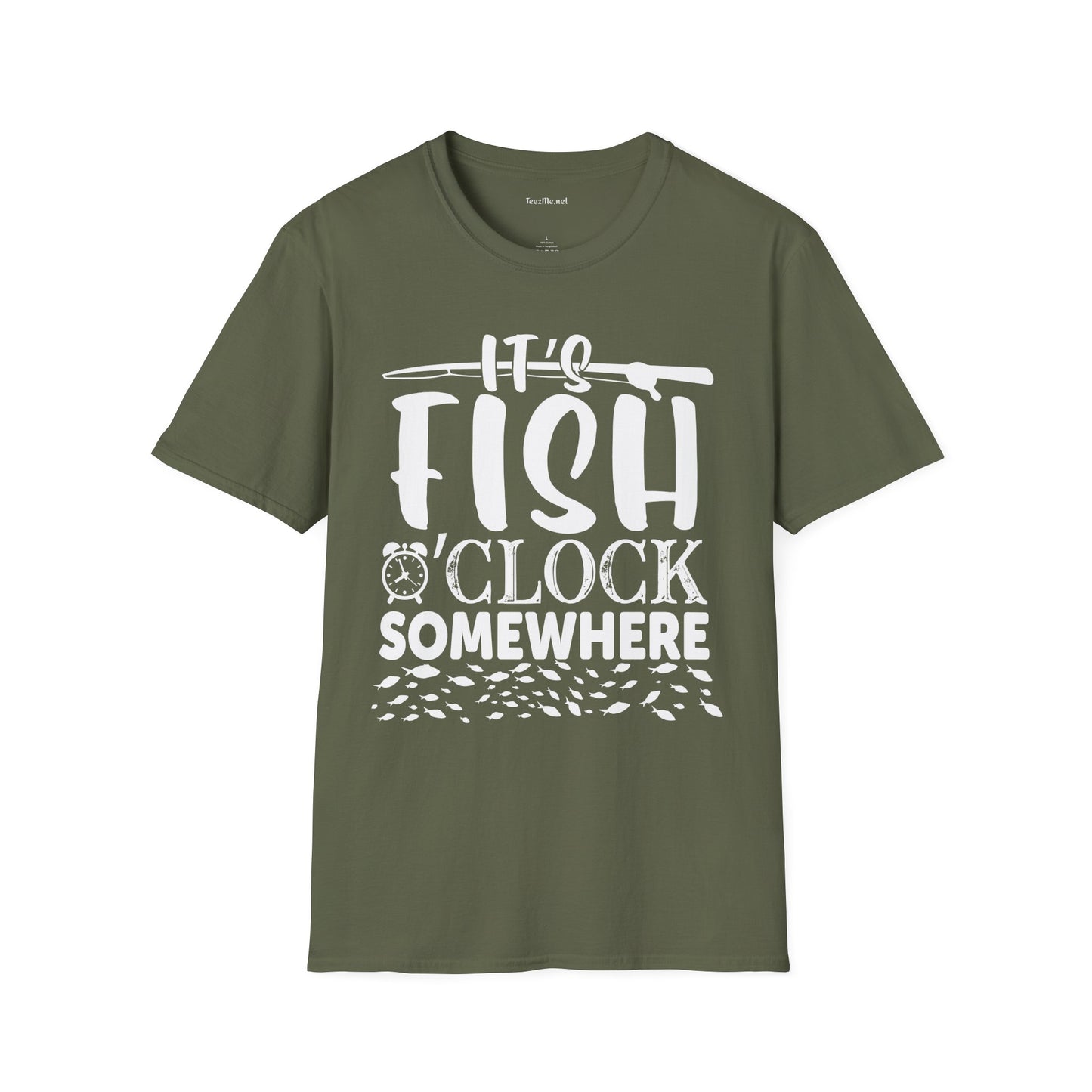It's Fish O'clock Somewhere Unisex Soft Style T-Shirt 100% Cotton Graphic