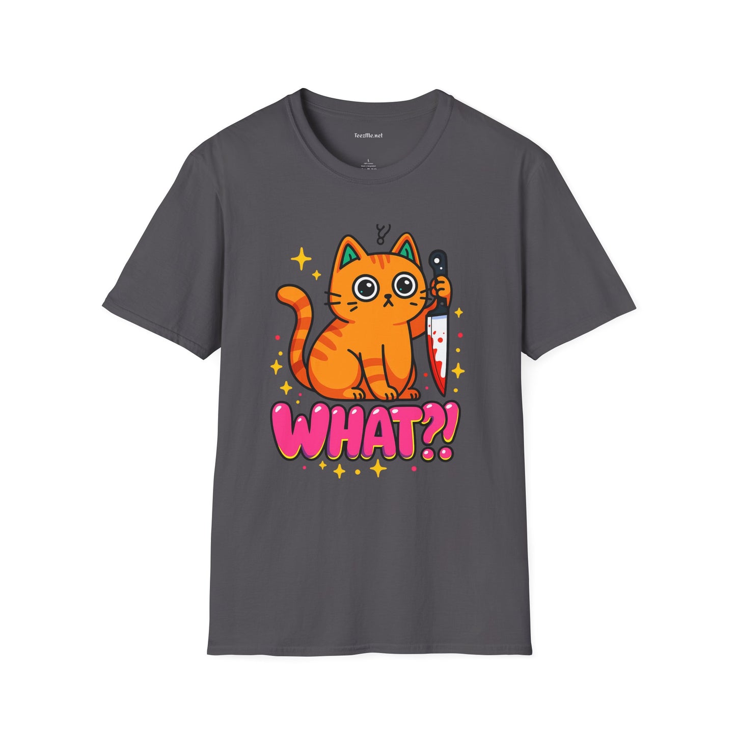What? Murderous Cat Unisex Softstyle T-Shirt 100% Cotton