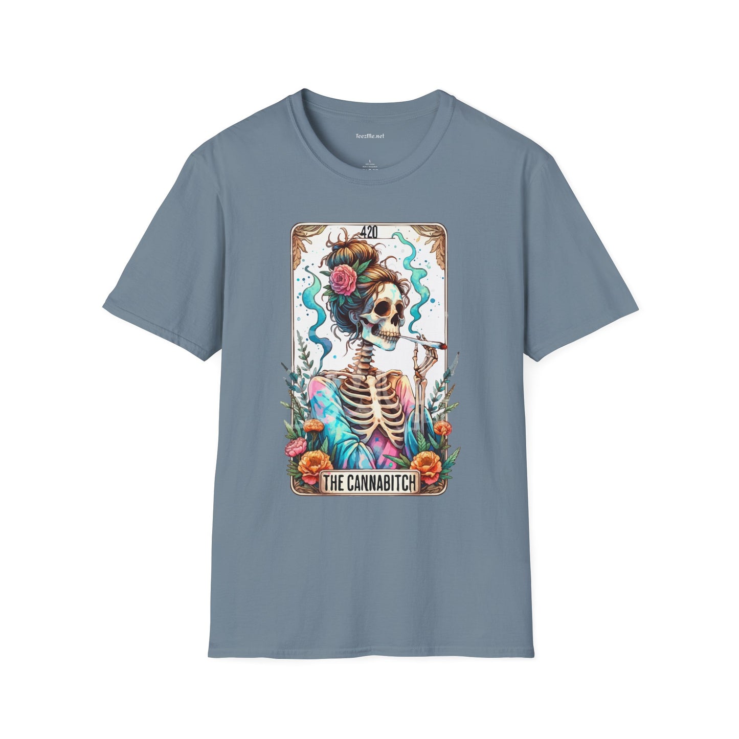 Boho Stoner Skeleton Cannabitch Unisex Softstyle T-Shirt 100% Cotton Graphic