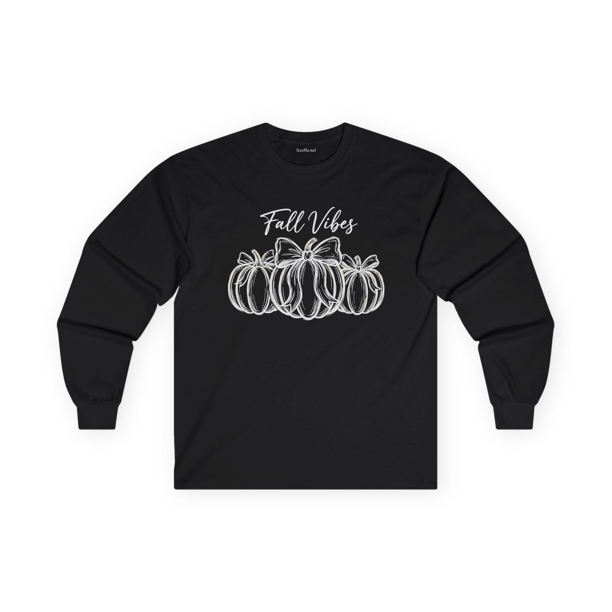 Fall Vibes Long Sleeve Tee — White Pumpkin Graphic