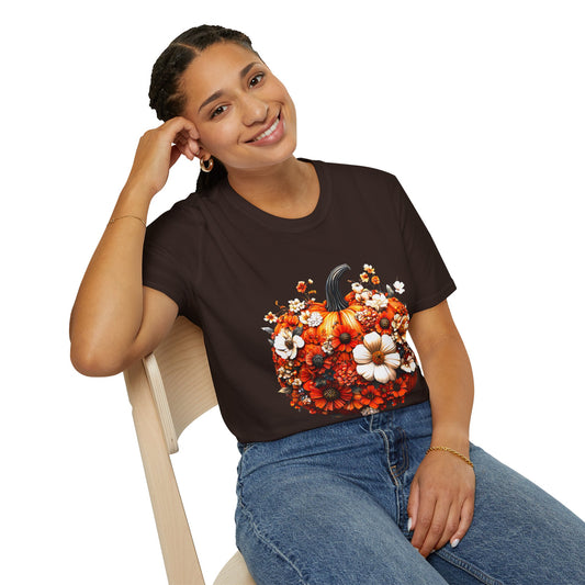 BOHO Floral Pumpkin - Unisex Softstyle T-Shirt 100% Cotton Graphic