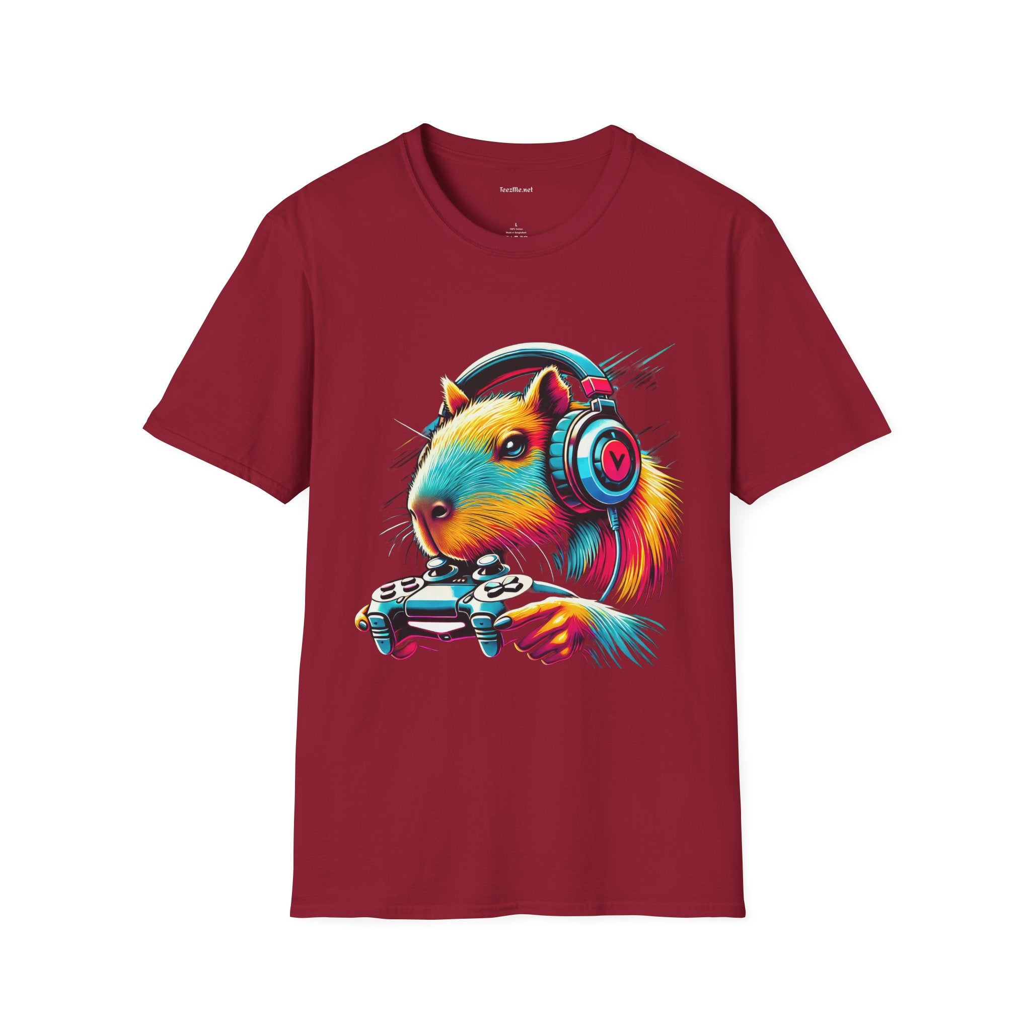 Capybara Video Gamer Unisex Softstyle T-Shirt 100% Cotton Graphic