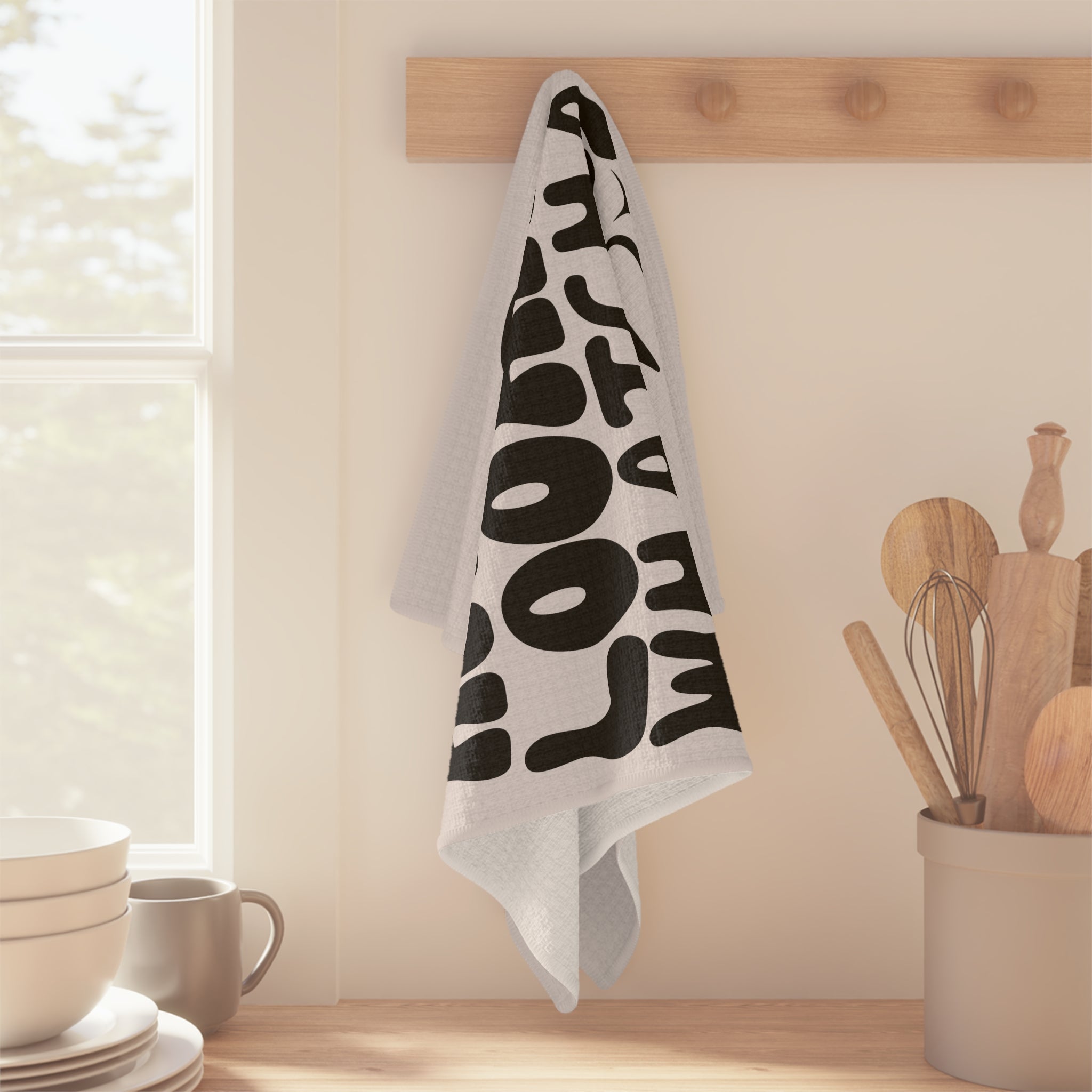 Hey Good Lookin Whatcha Cookin Tea Towel — Funny Kitchen White Dish Towel
